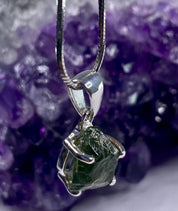 Natural Green Apatite and Silver Pendant