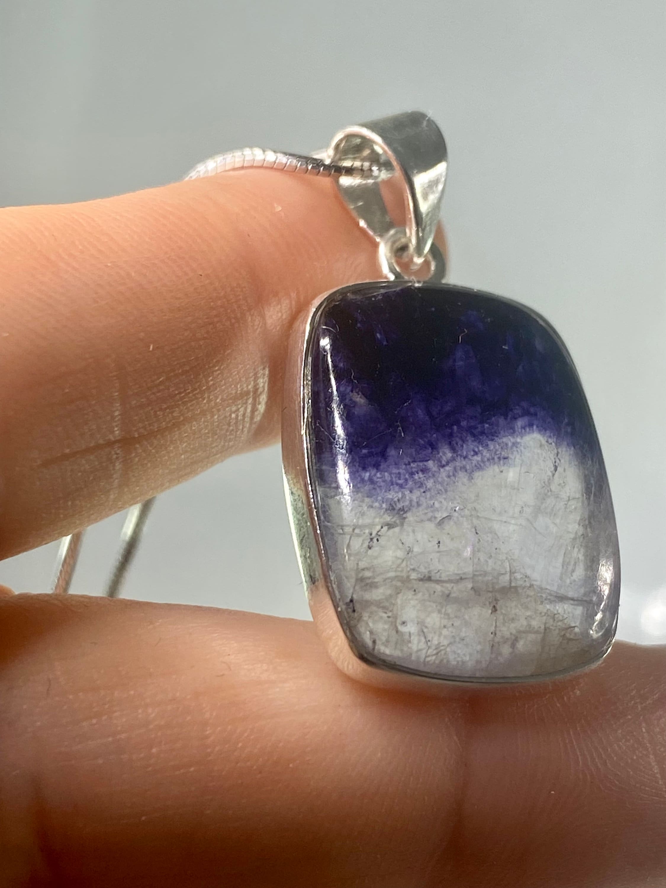 A Rare Blue John and Silver Pendant