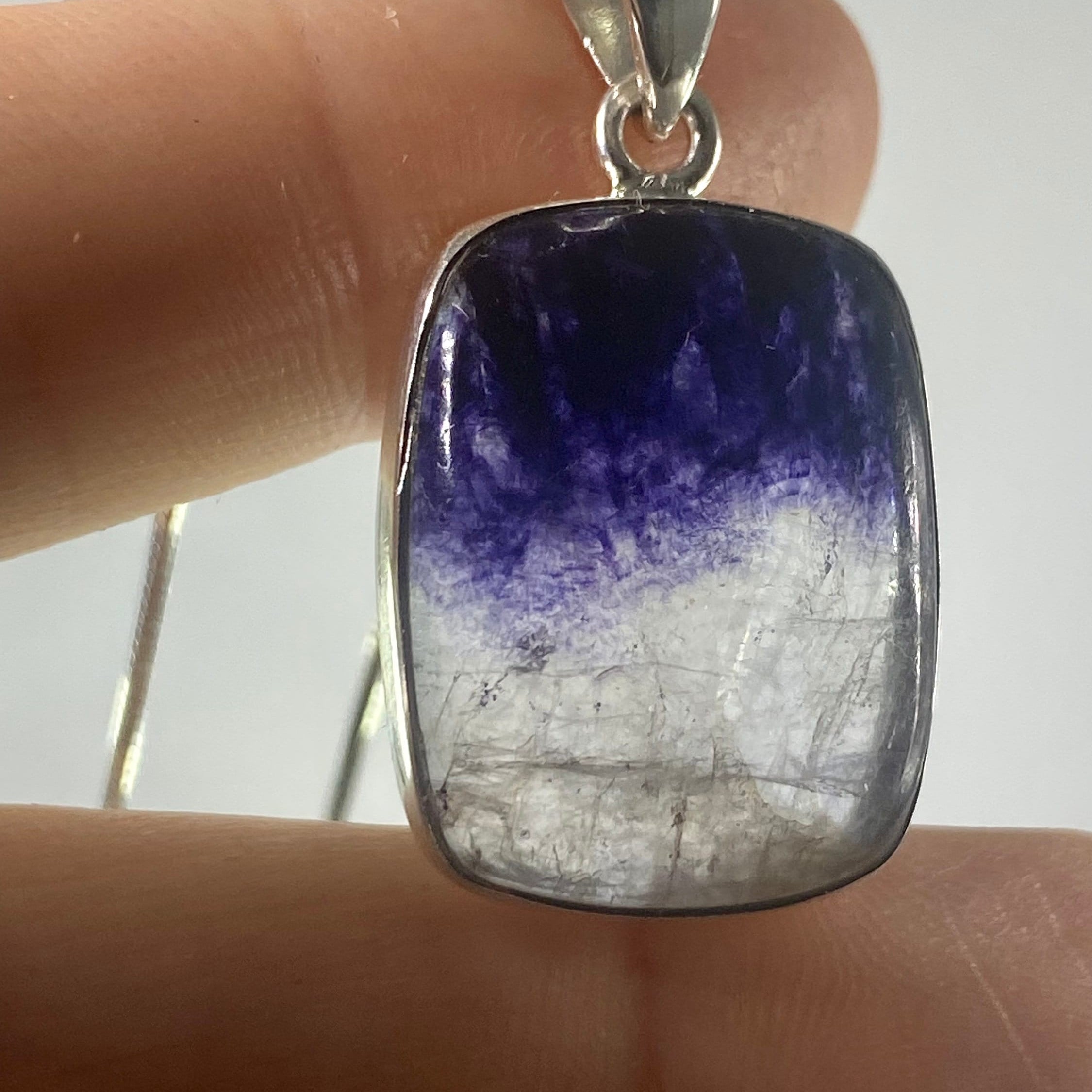 A Rare Blue John and Silver Pendant