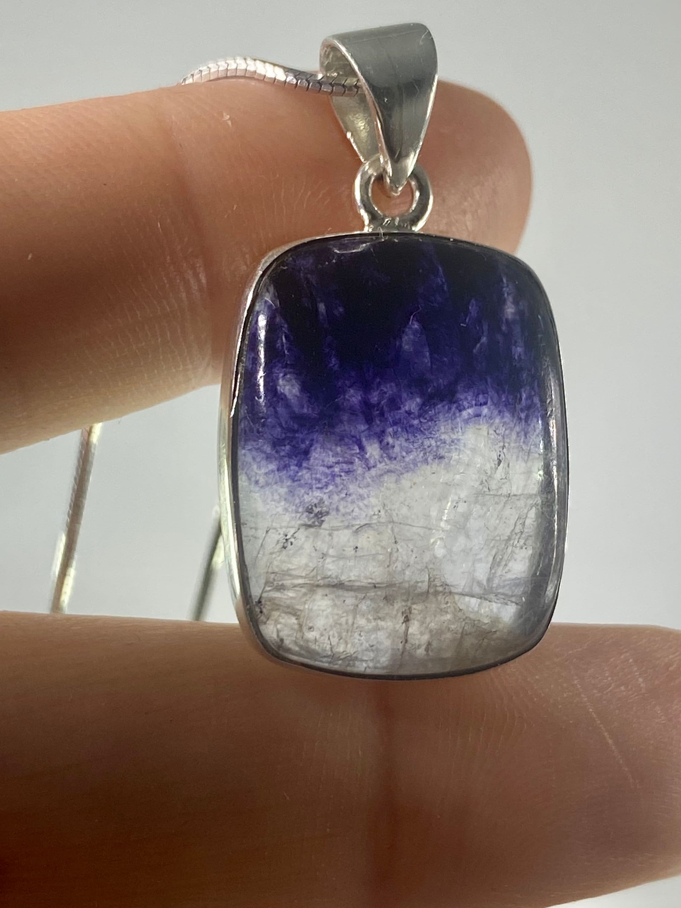 A Rare Blue John and Silver Pendant