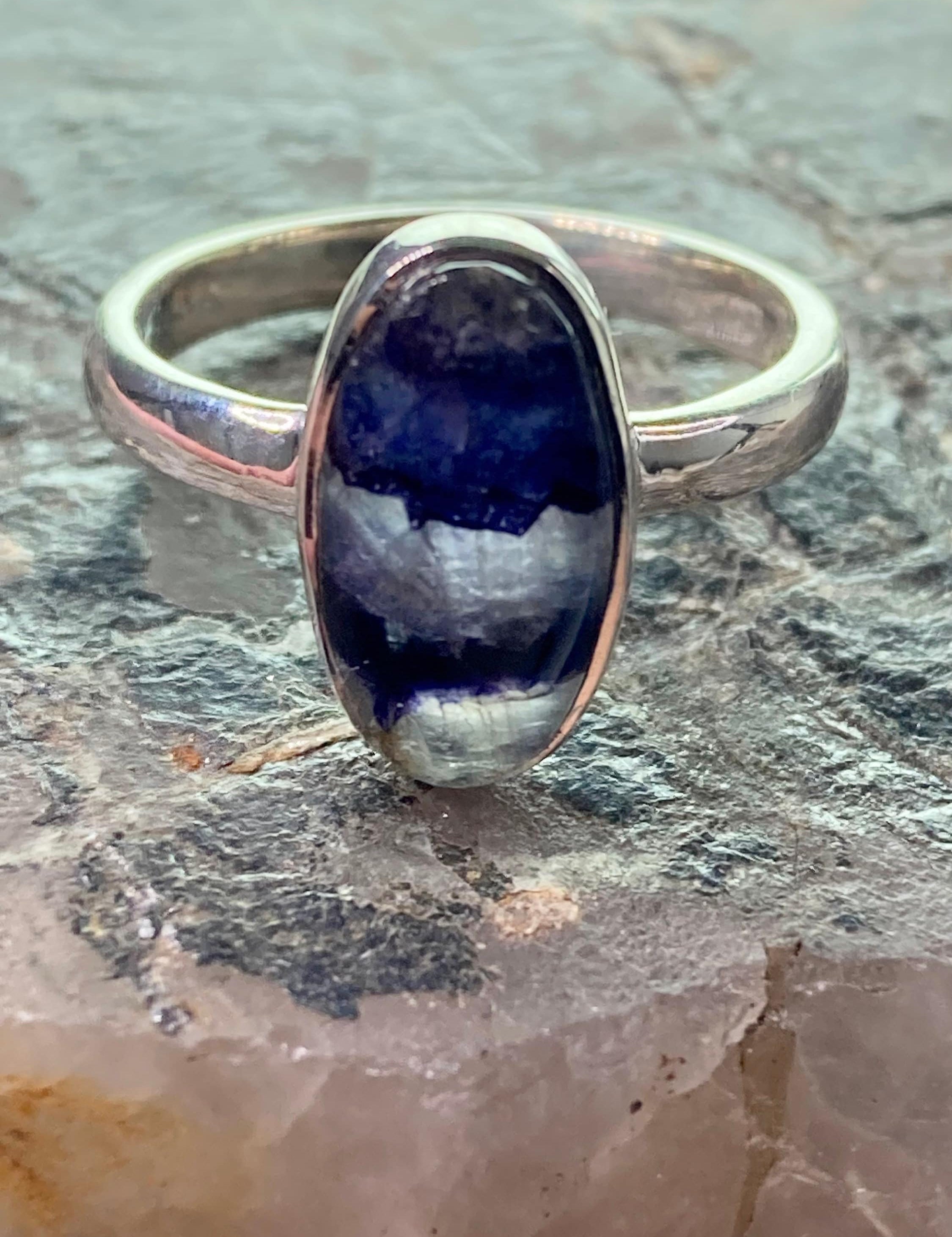 An Extremely Rare Blue John and Silver Ring