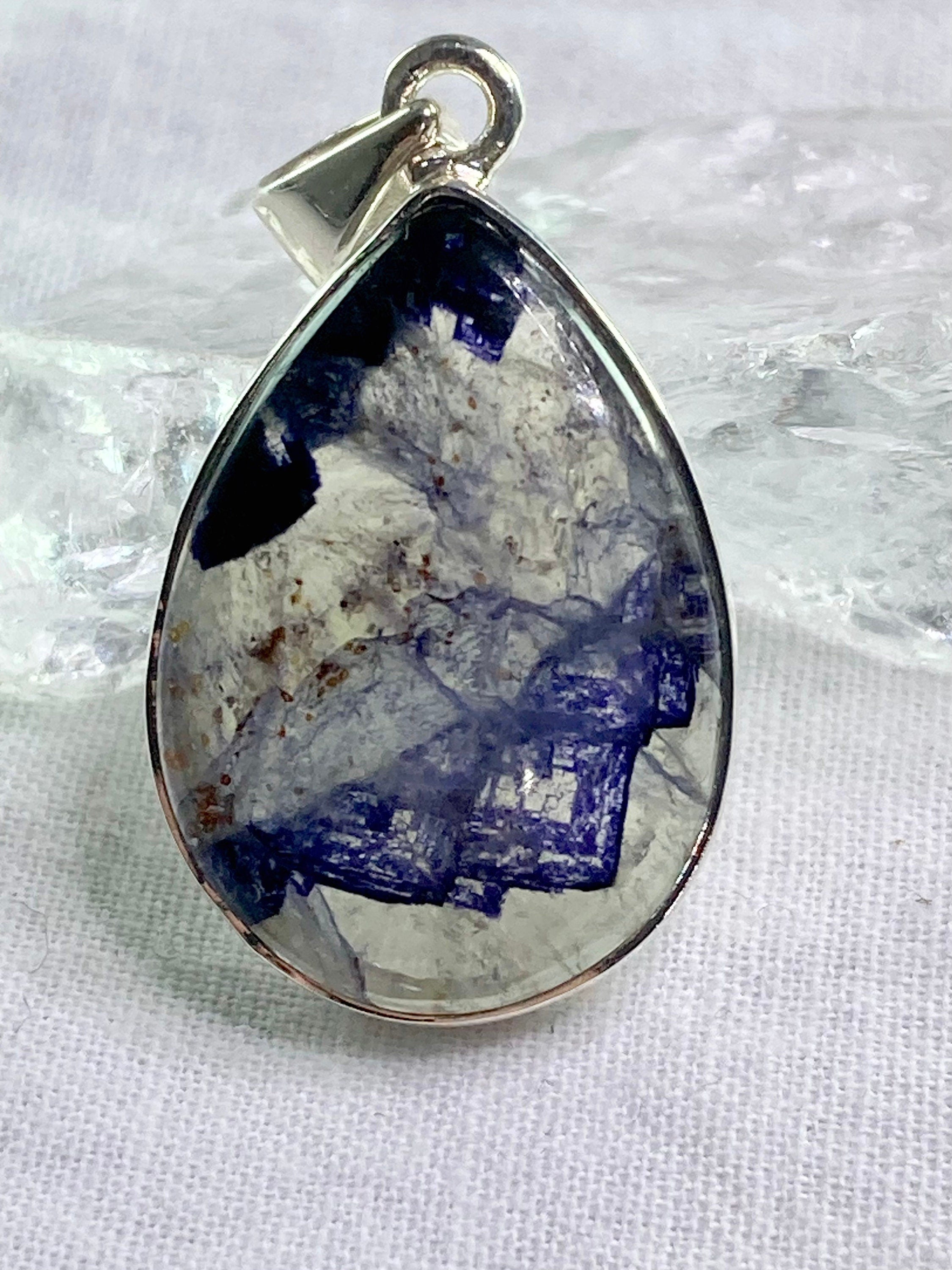 A Rare Blue John and Silver Pendant