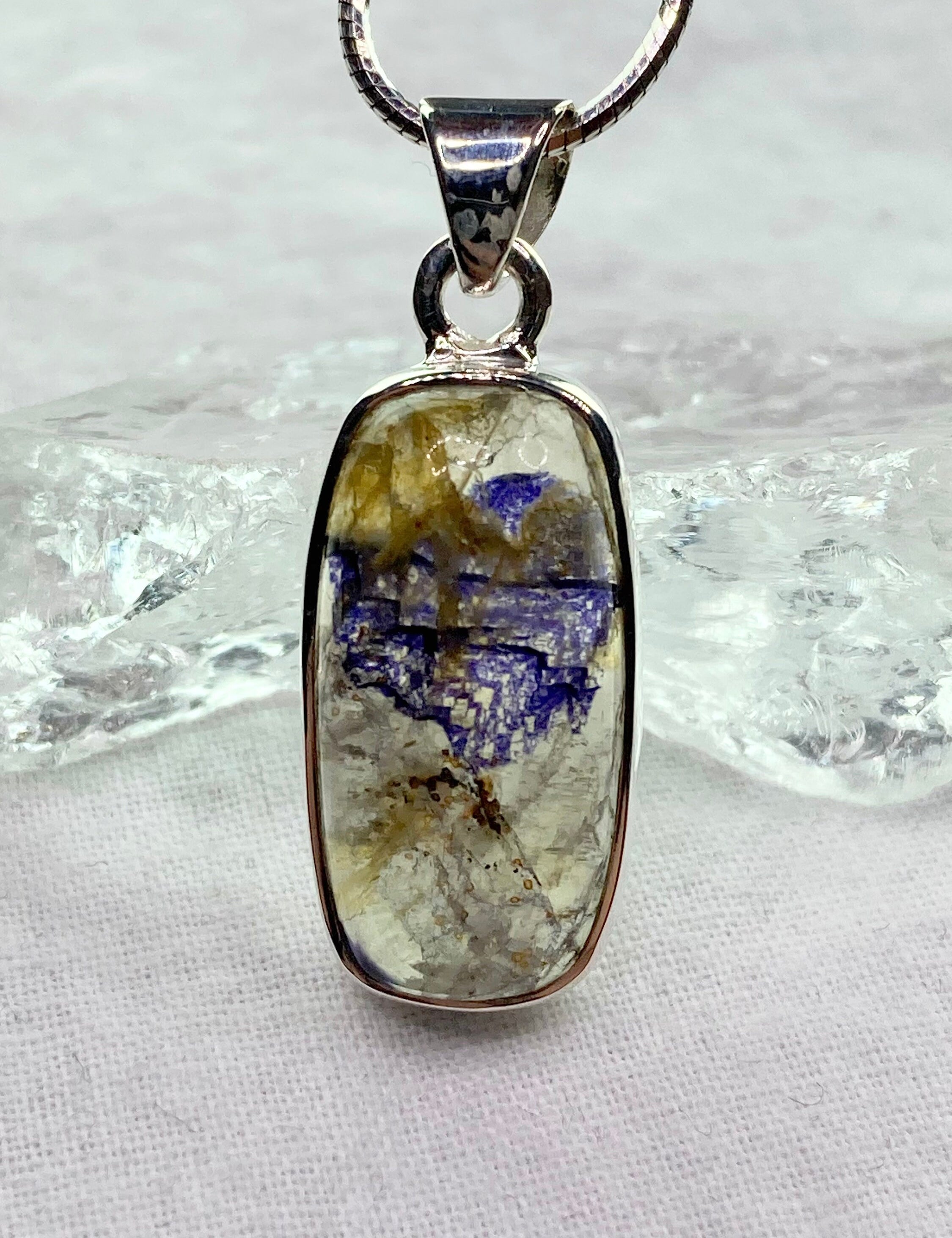 A Rare Blue John and Silver Pendant.