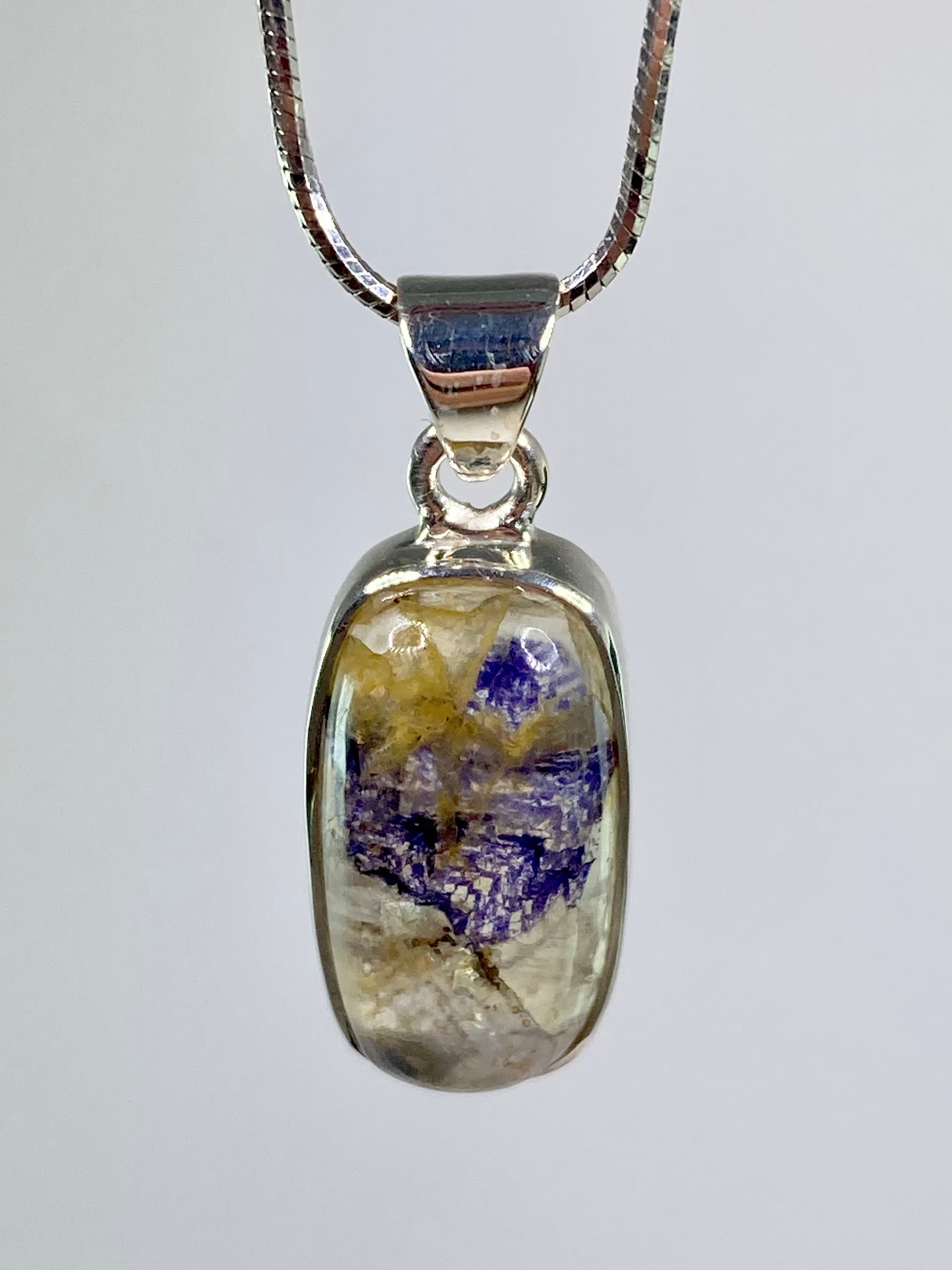 A Rare Blue John and Silver Pendant.