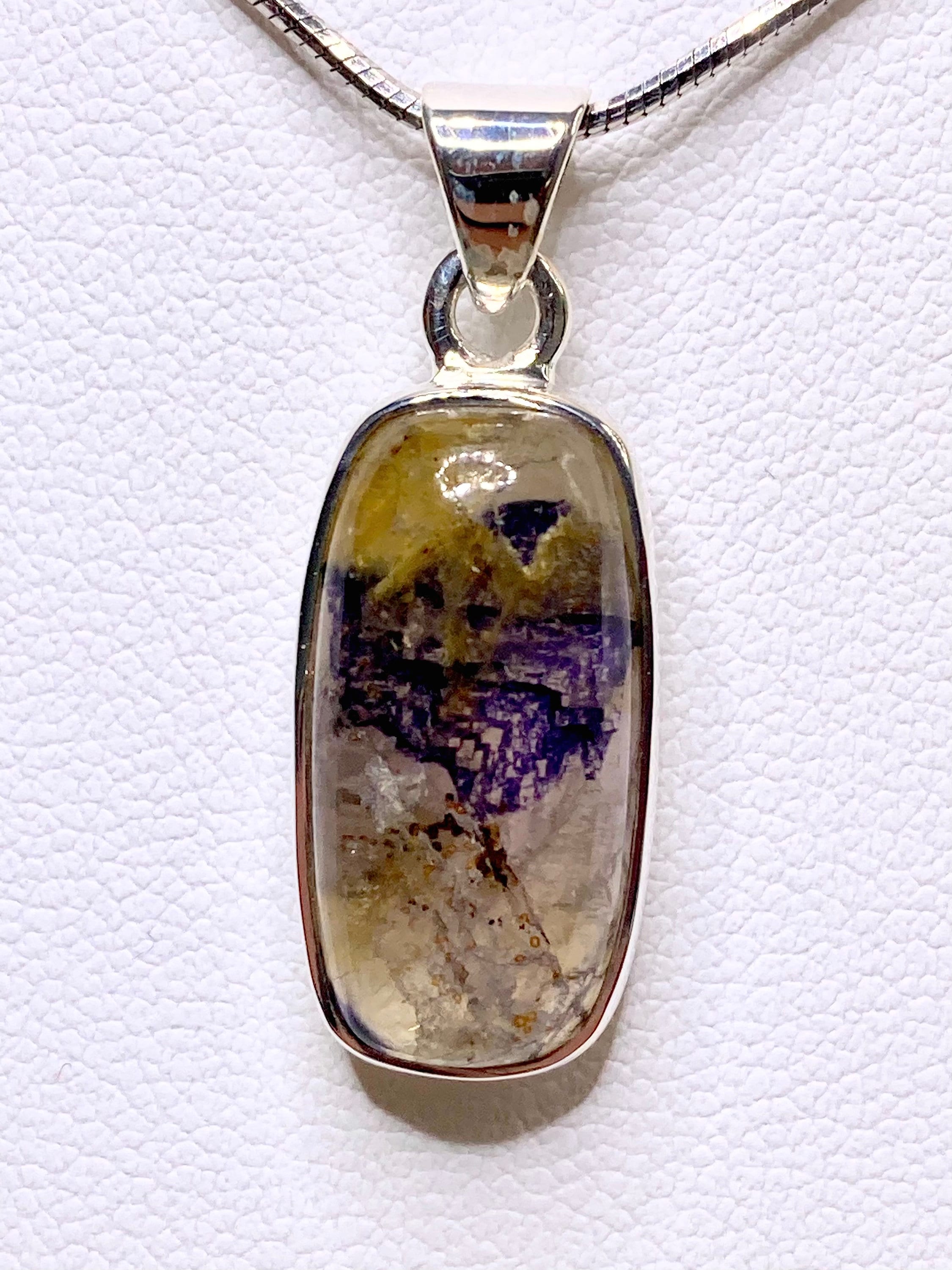 A Rare Blue John and Silver Pendant.