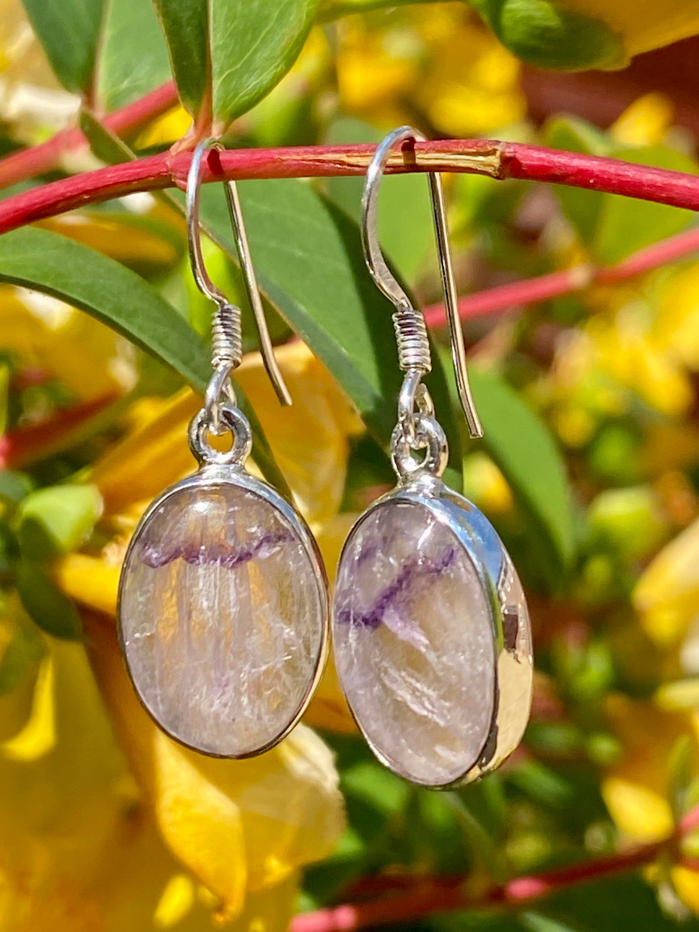 Blue John Silver Drop Earrings