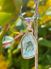 Raw Aquamarine and Silver Pendant