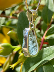 Raw Aquamarine and Silver Pendant