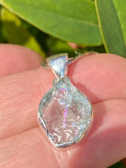 Raw Aquamarine and Silver Pendant