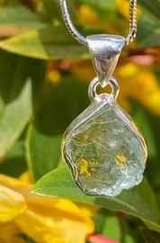 Raw Aquamarine and Silver Pendant