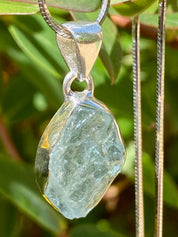 Raw Aquamarine and Silver Pendant