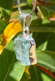 Raw Aquamarine and Silver Pendant