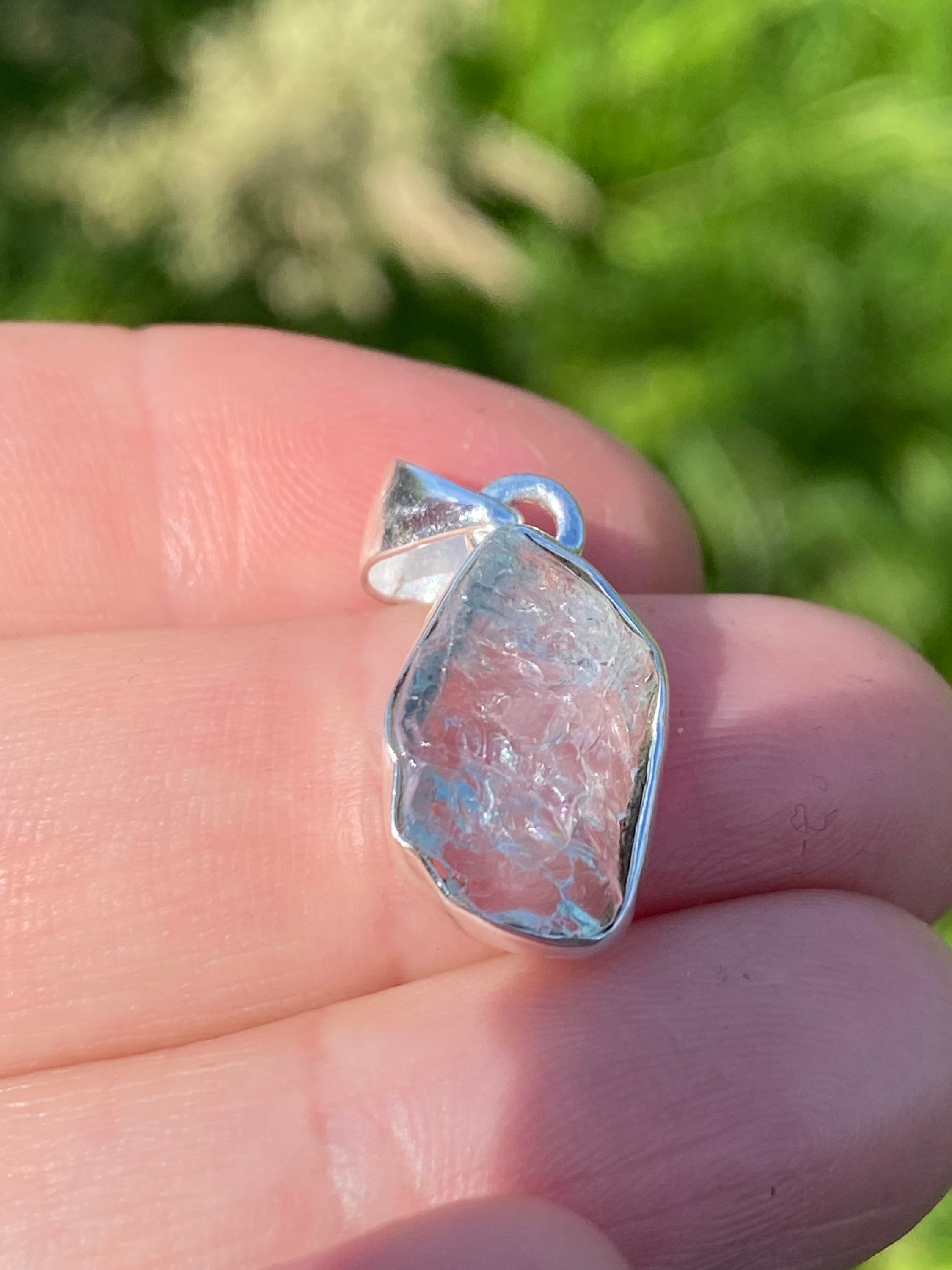 Raw Aquamarine and Silver Pendant