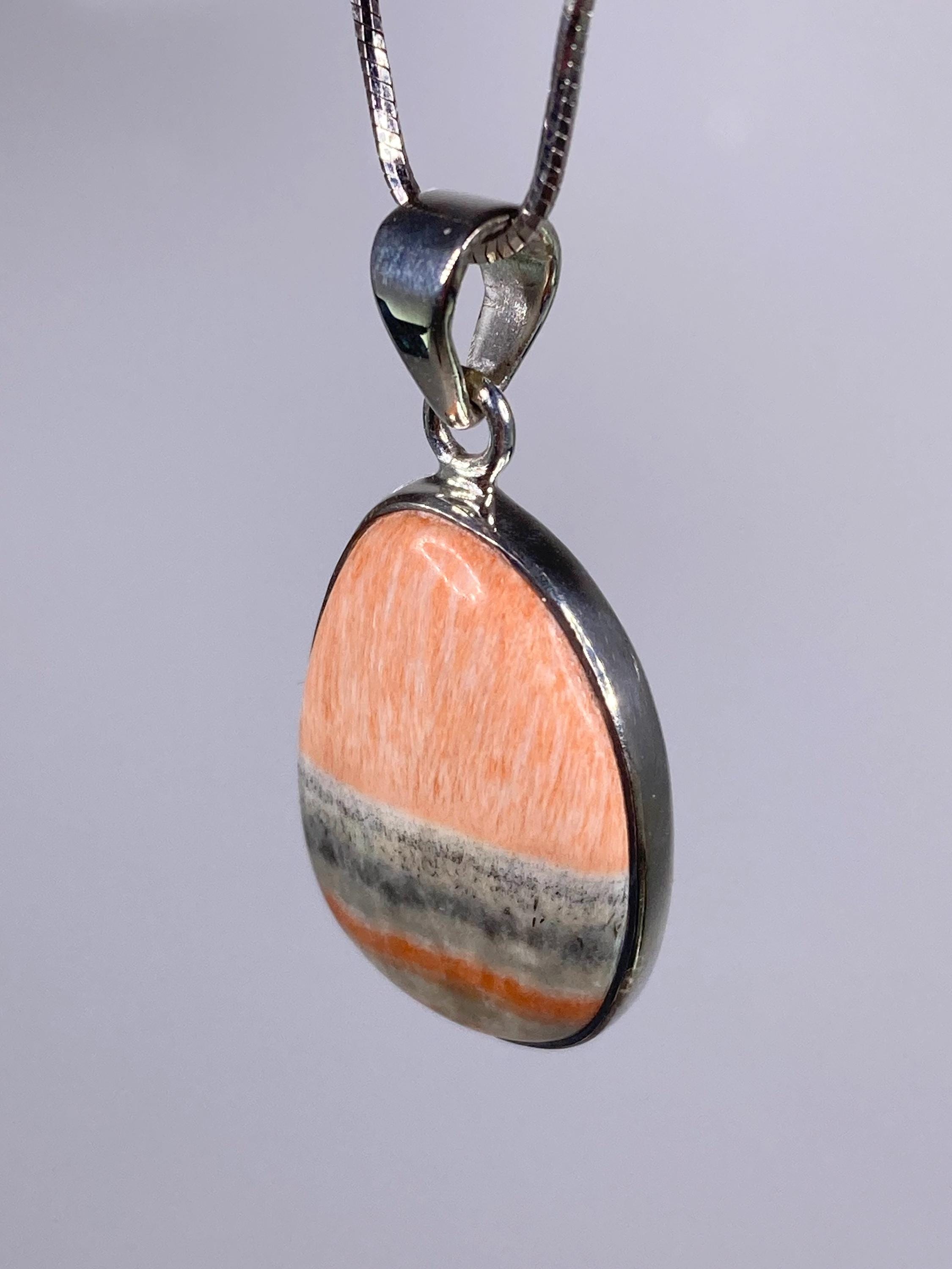 British Celestobarite Silver Oval Pendant