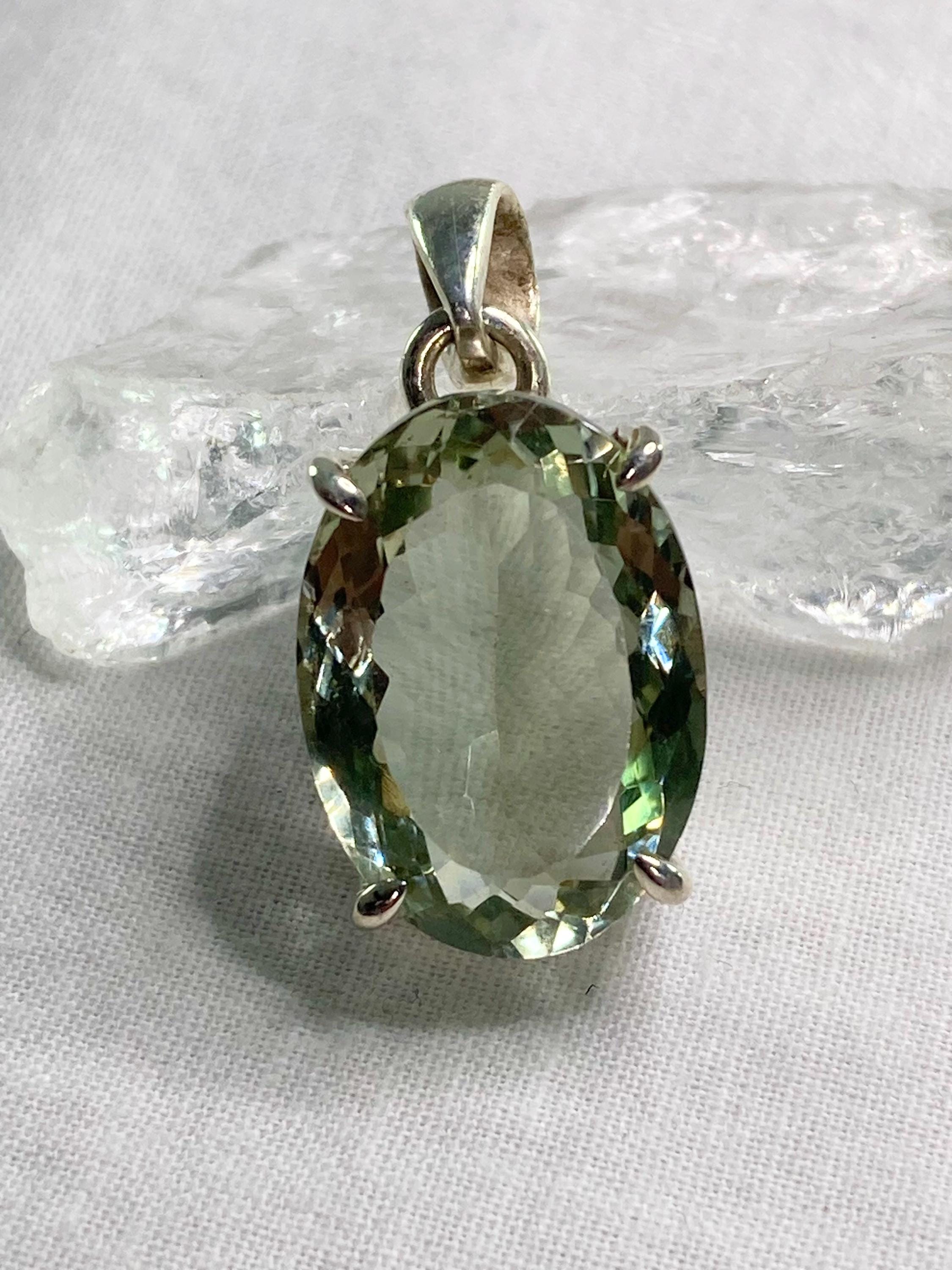 Green Amethyst (Prasiolite ) and Silver Pendant