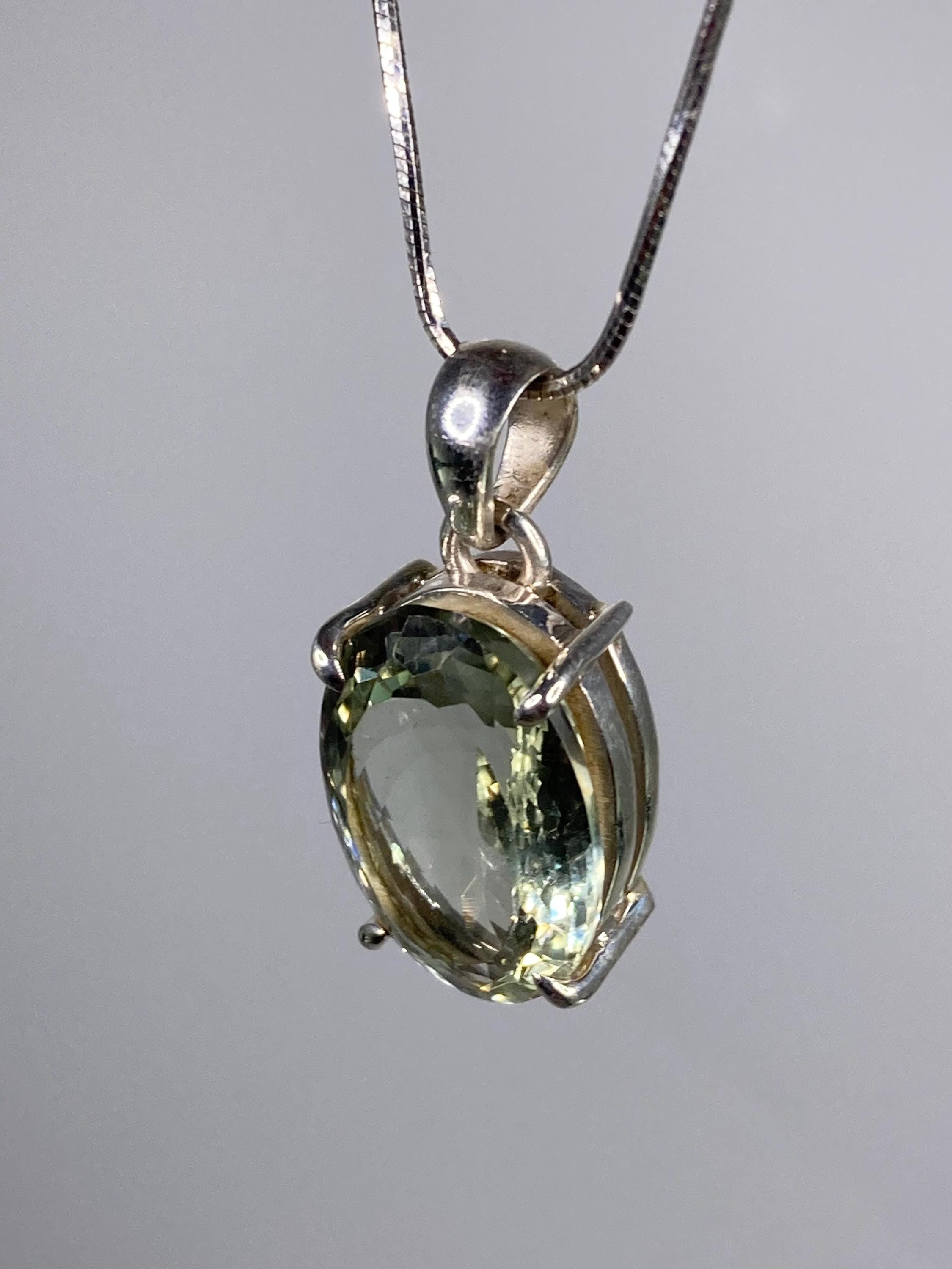 Green Amethyst (Prasiolite ) and Silver Pendant