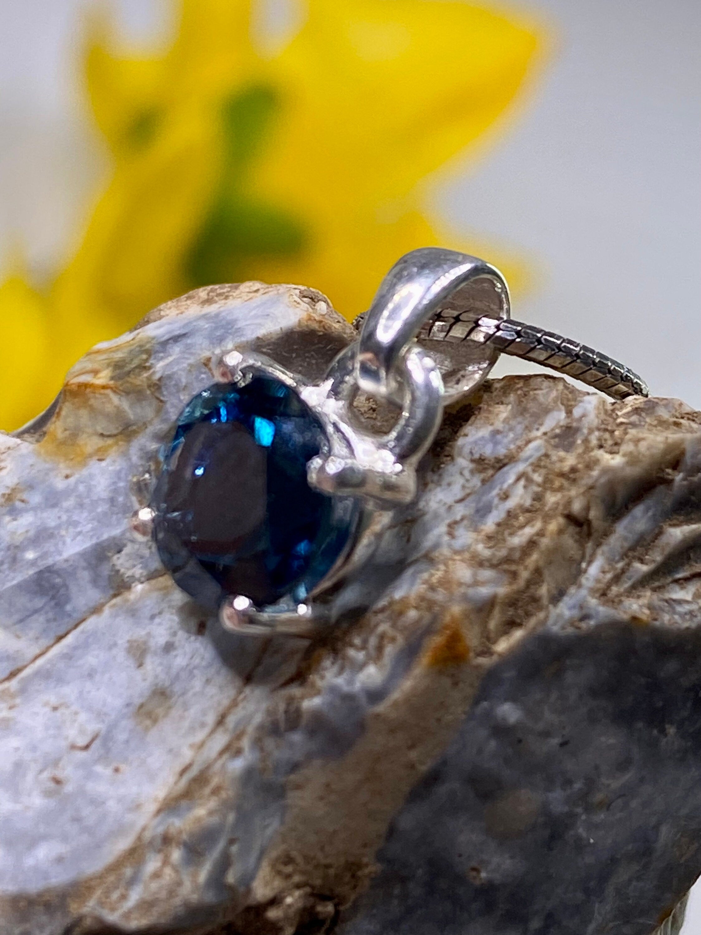 London Blue Topaz and Silver Pendant