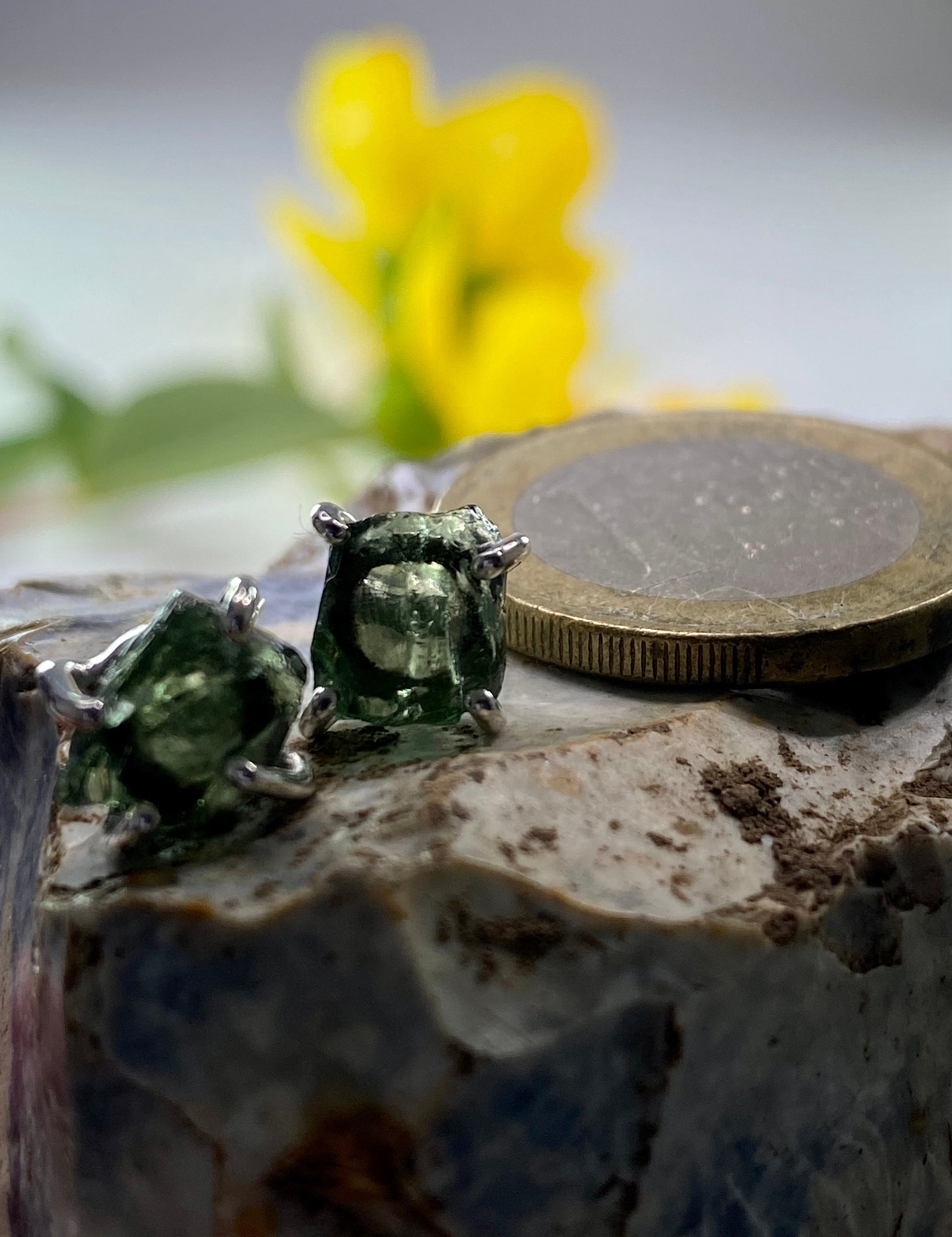 Green Apatite 925 Silver studs