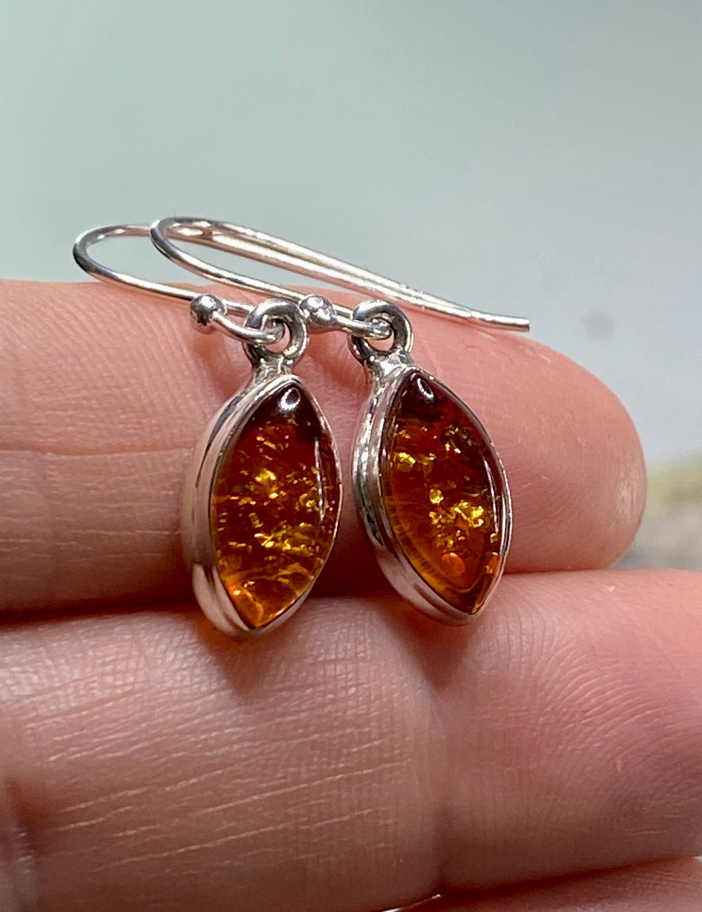 Baltic Amber Sterling Silver Drop Earrings