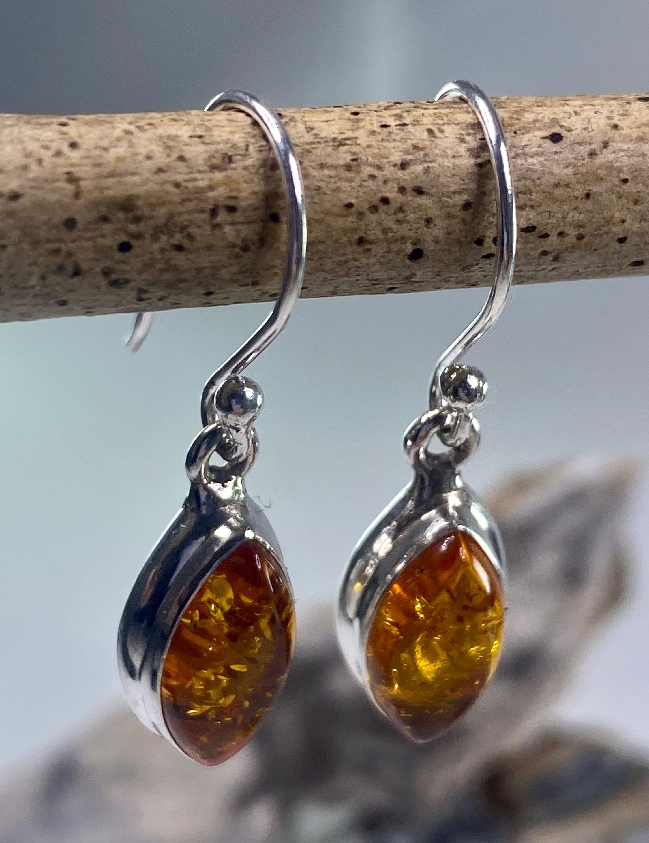 Baltic Amber Sterling Silver Drop Earrings