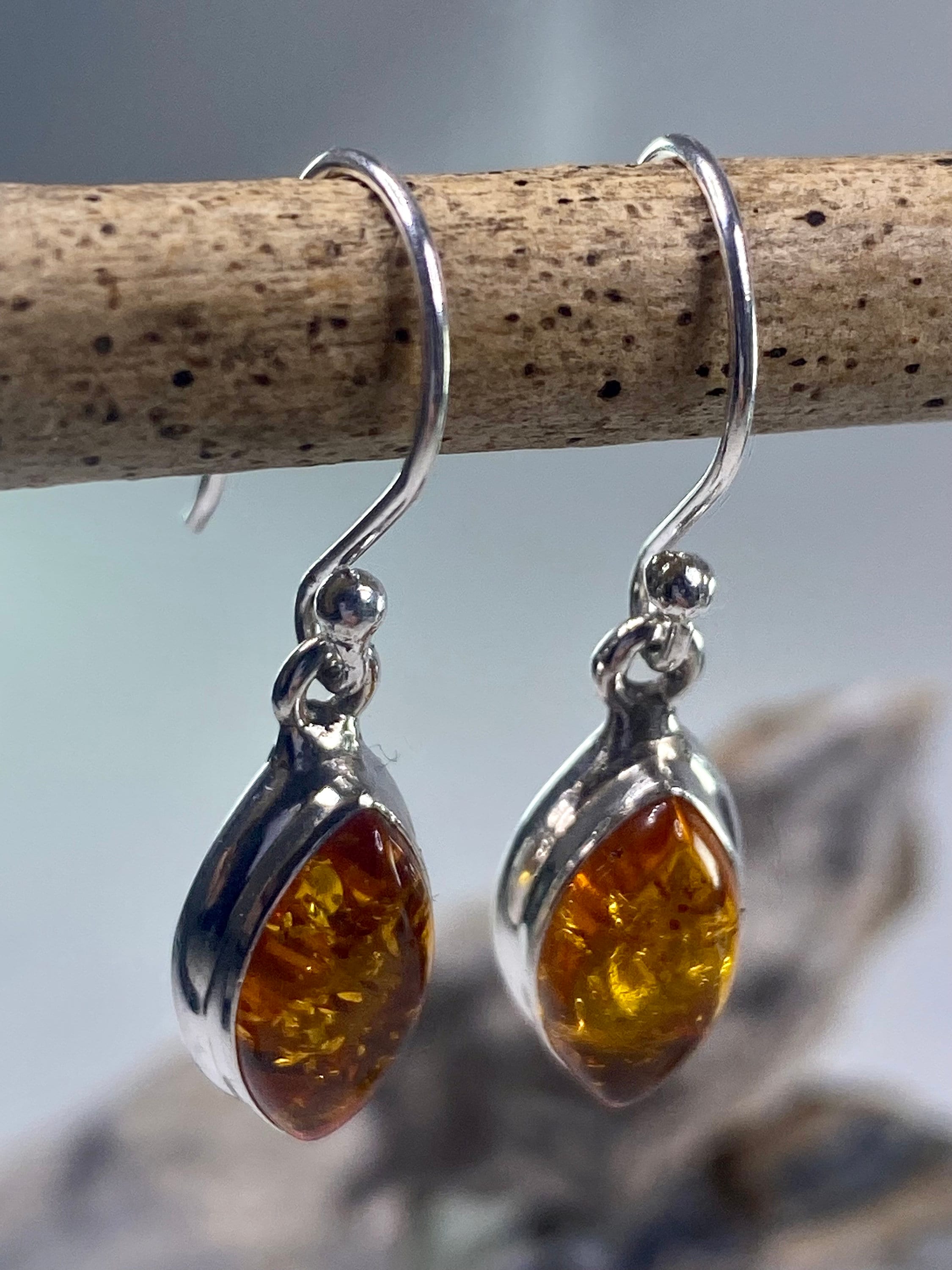 Baltic Amber Sterling Silver Drop Earrings