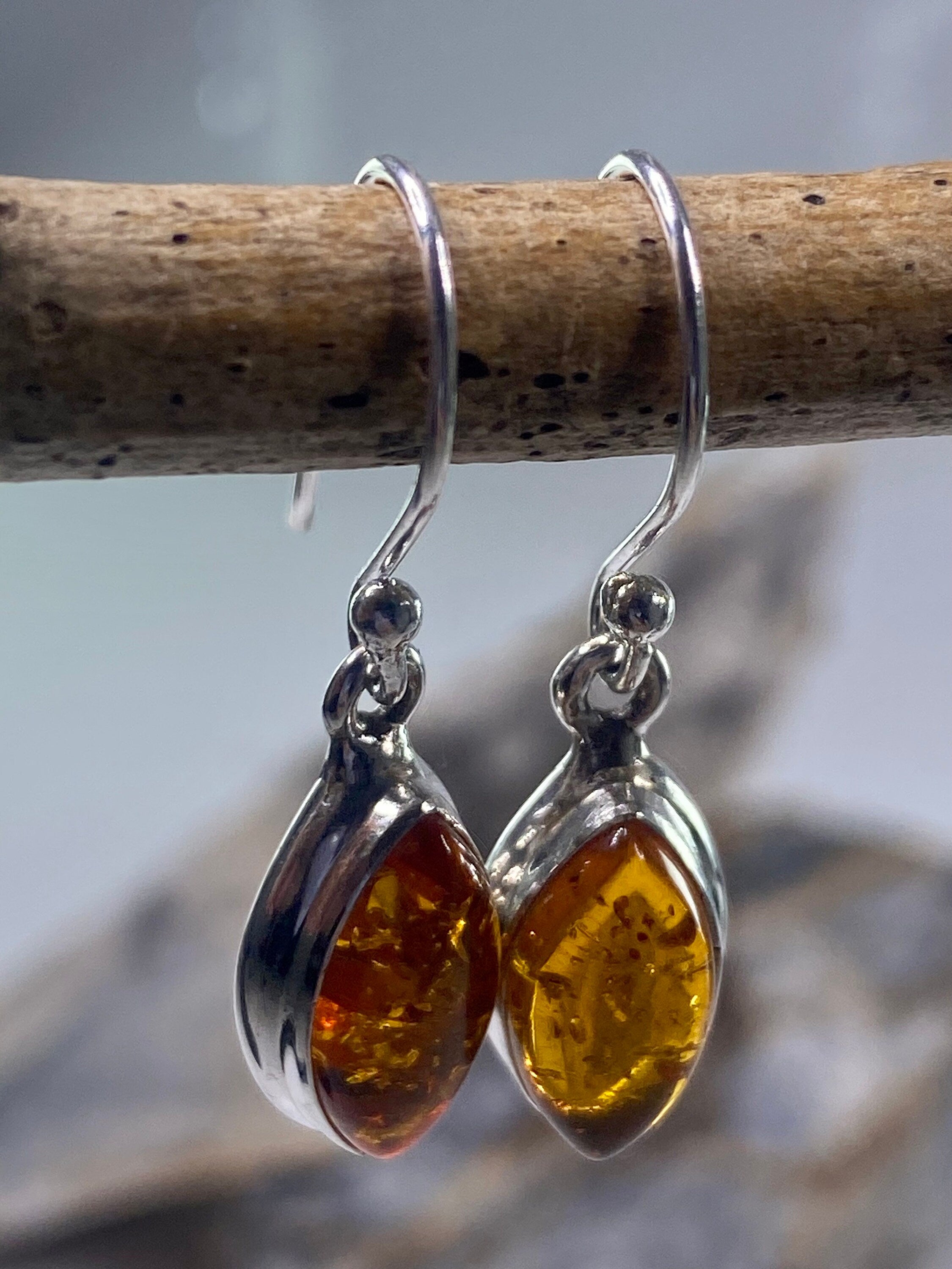 Baltic Amber Sterling Silver Drop Earrings