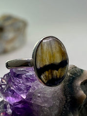 An Extremely Rare Blue John and Silver Ring