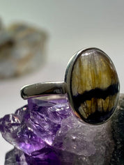 An Extremely Rare Blue John and Silver Ring