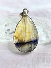 A Rare Blue John and Silver Teardrop Pendant