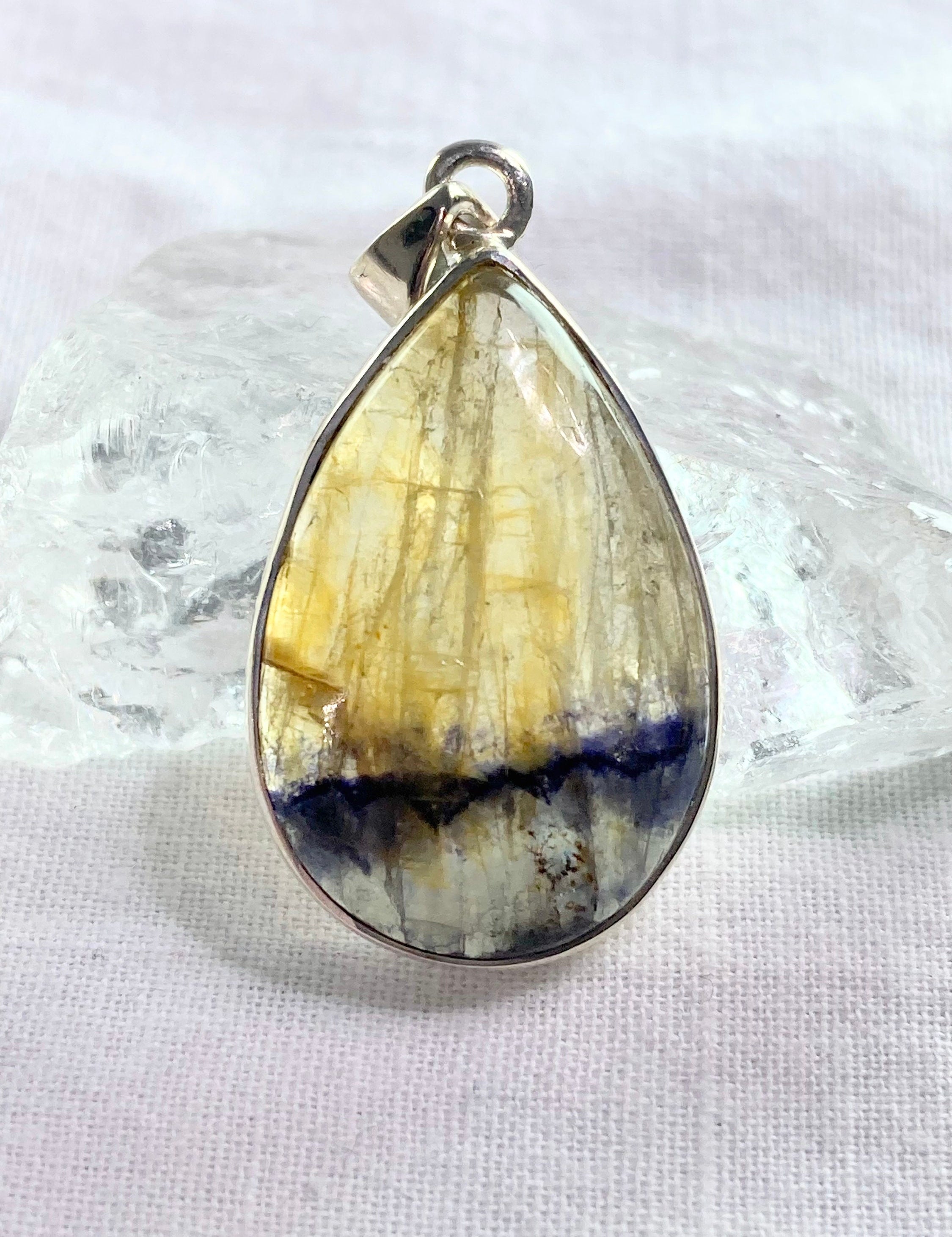 A Rare Blue John and Silver Pendant