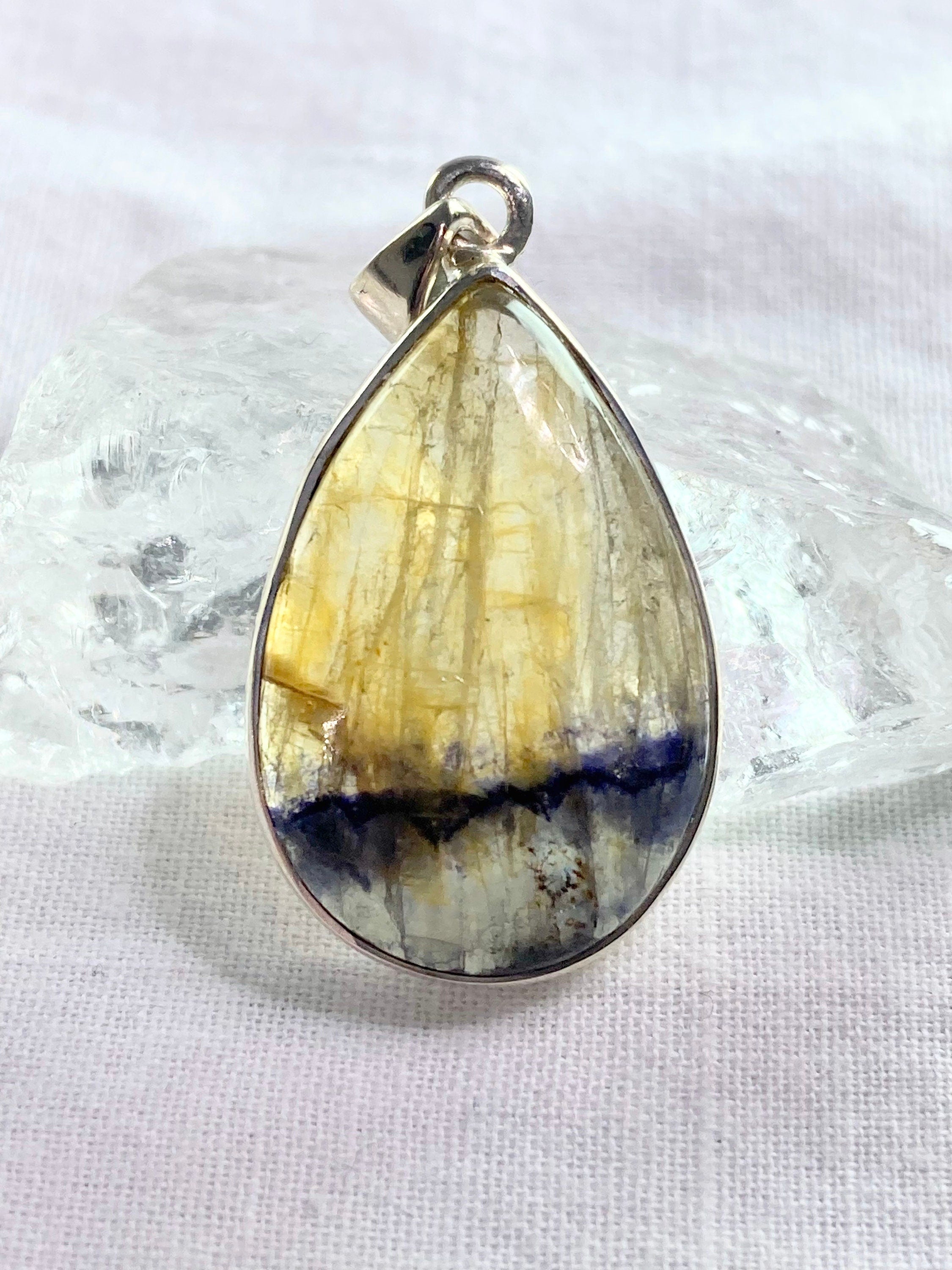 A Rare Blue John and Silver Pendant