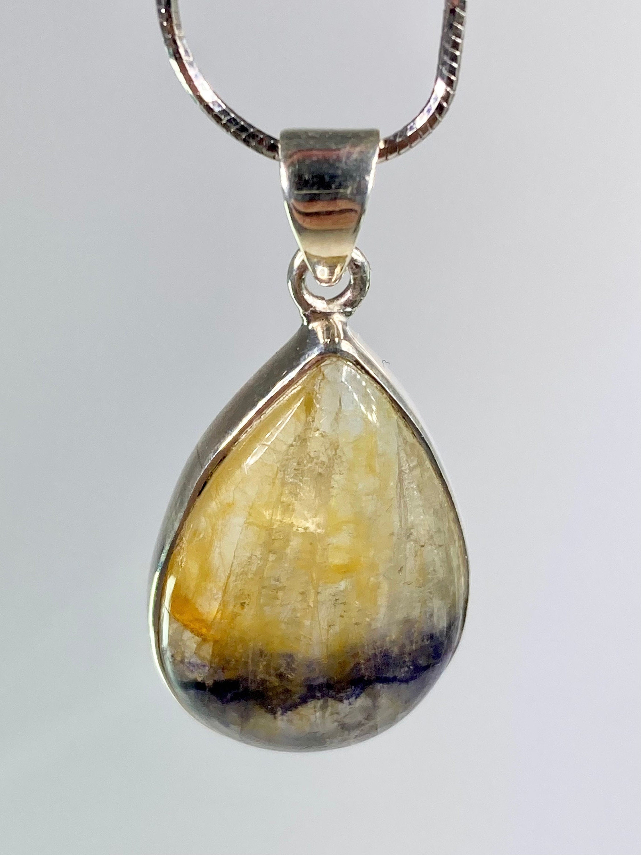 A Rare Blue John and Silver Pendant