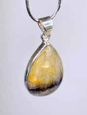 A Rare Blue John and Silver Teardrop Pendant