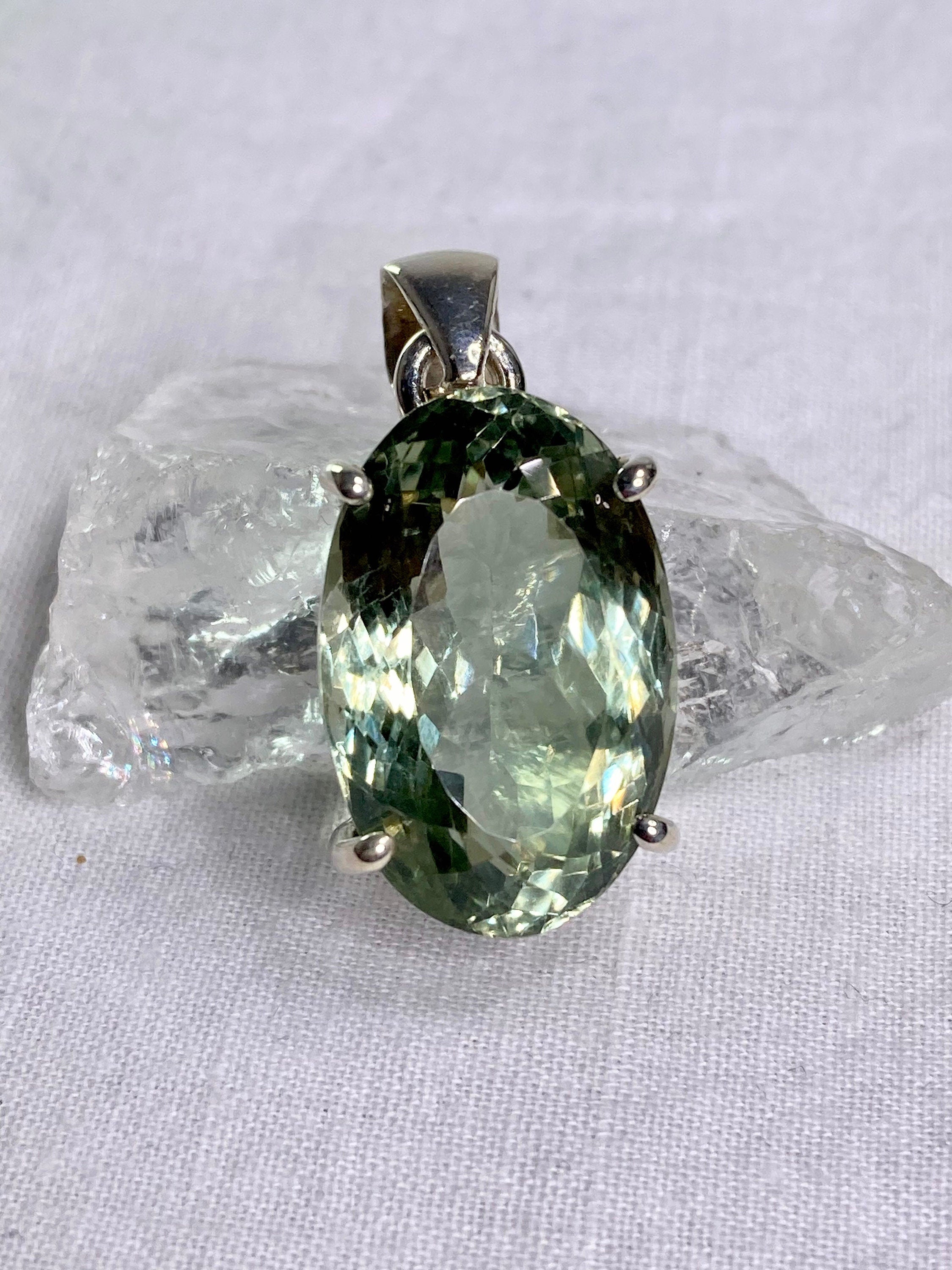 Green Amethyst (Prasiolite ) and Silver Pendant