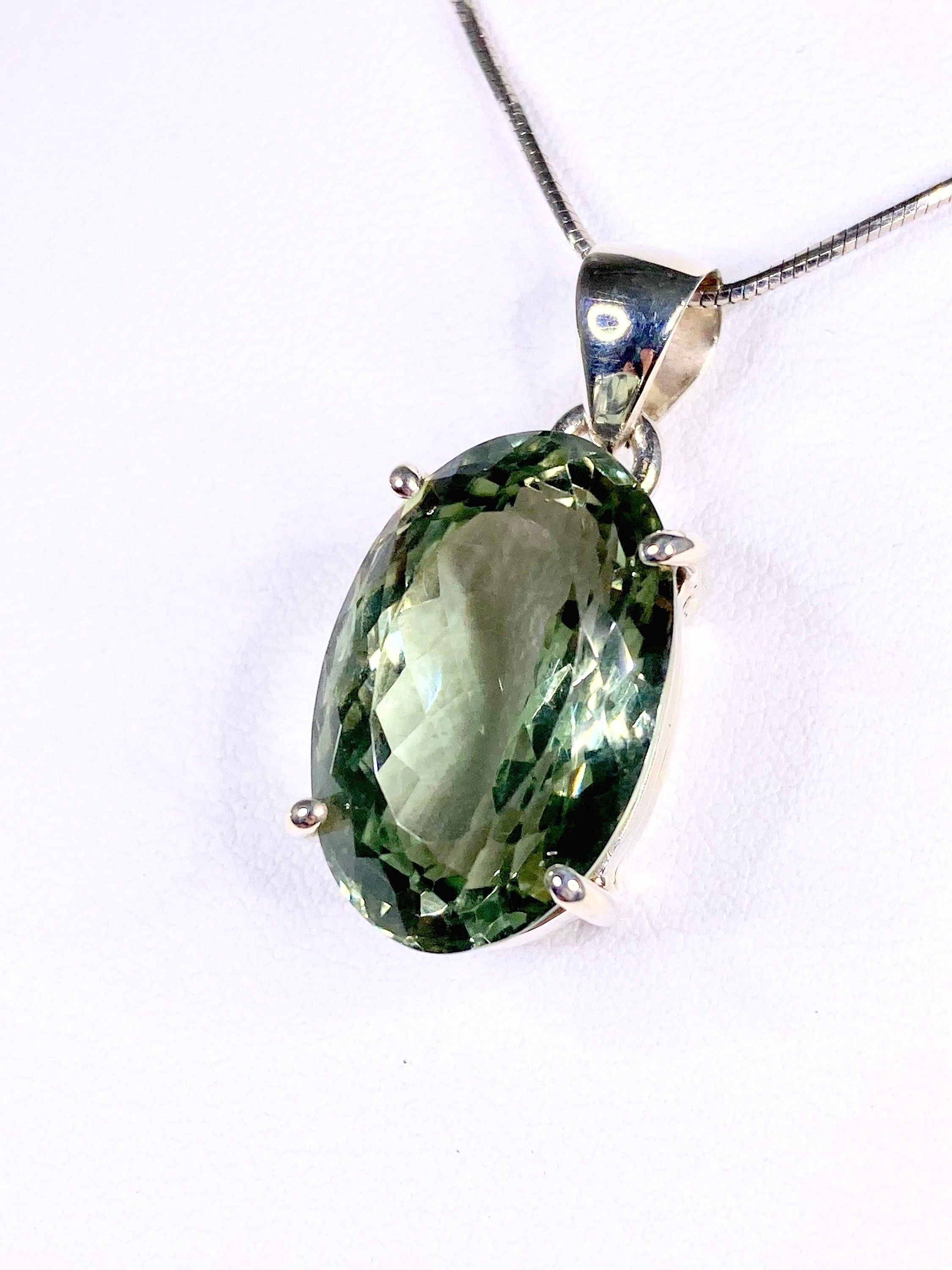 Green Amethyst (Prasiolite ) and Silver Pendant