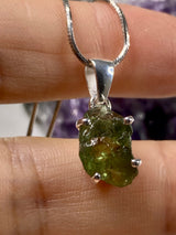 Green Apatite and Silver Pendant