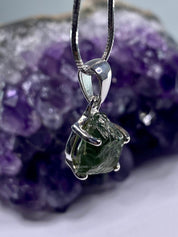 Natural Green Apatite and Silver Pendant