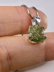 Natural Green Apatite and Silver Pendant