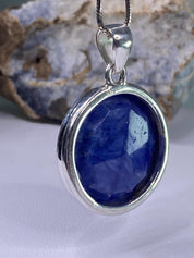 Raw Sapphire and Silver Pendant
