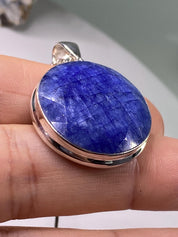 Raw Sapphire and Silver Pendant