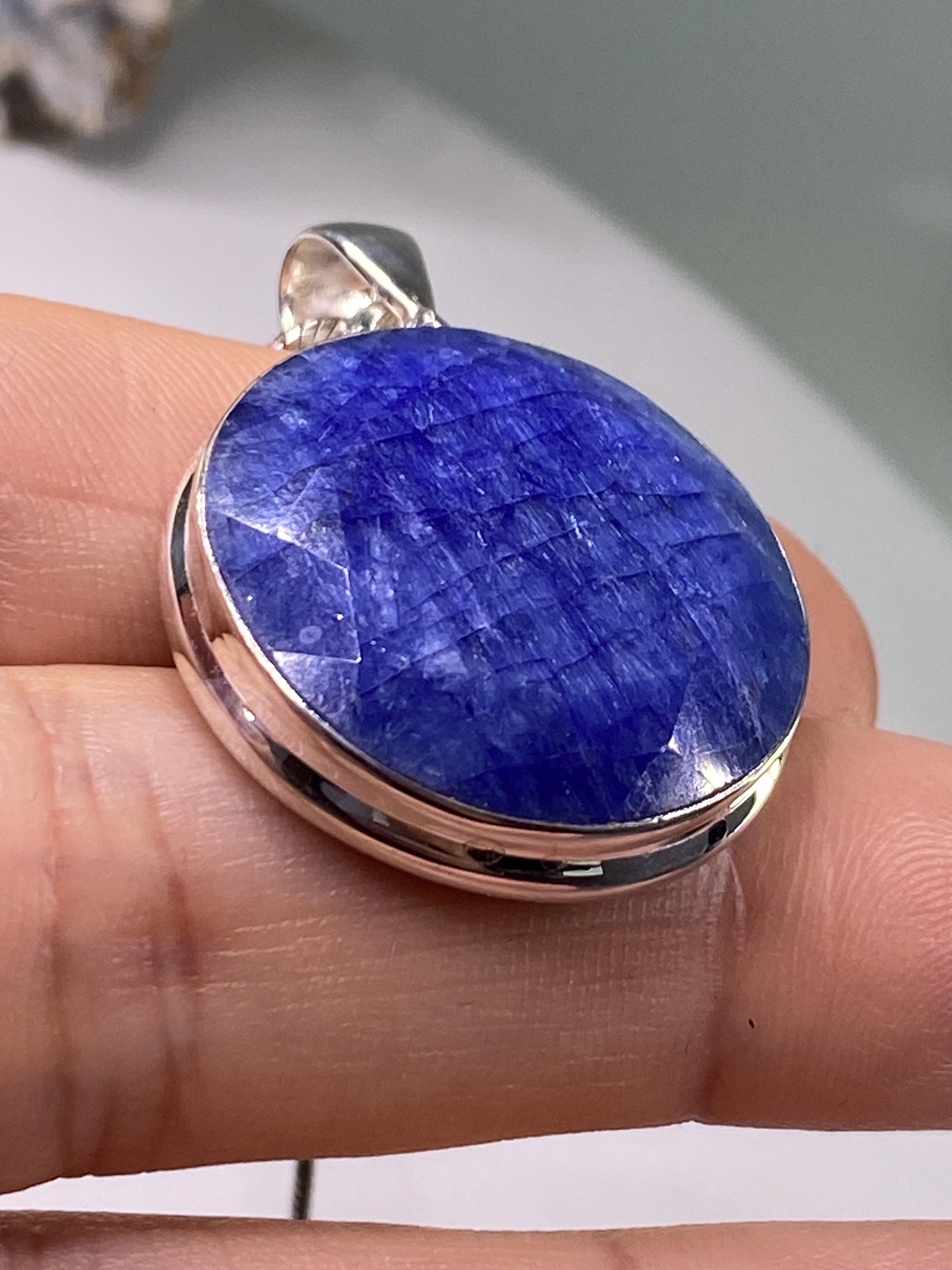 Raw Sapphire and Silver Pendant