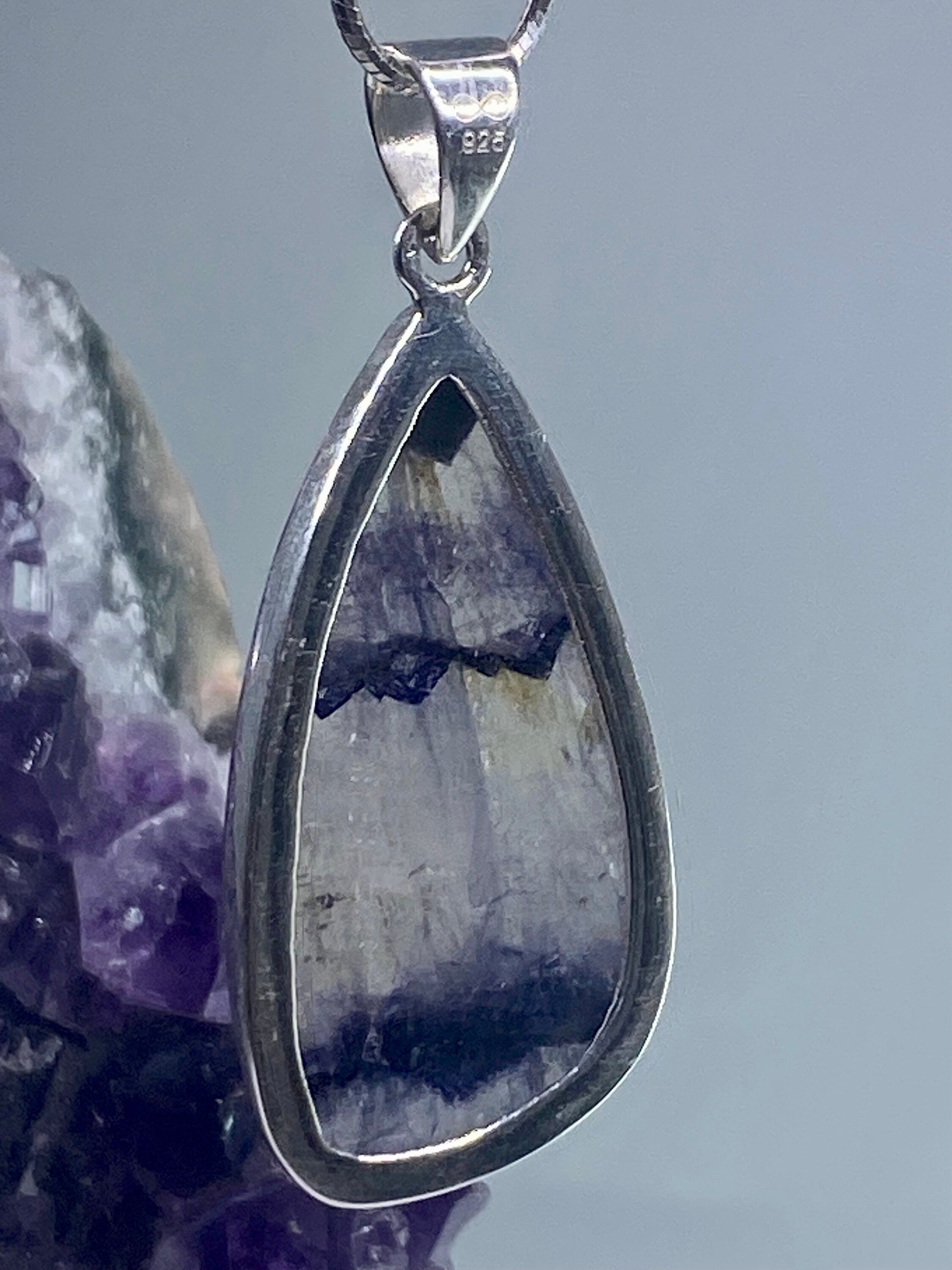 A Rare Blue John and Silver Pendant