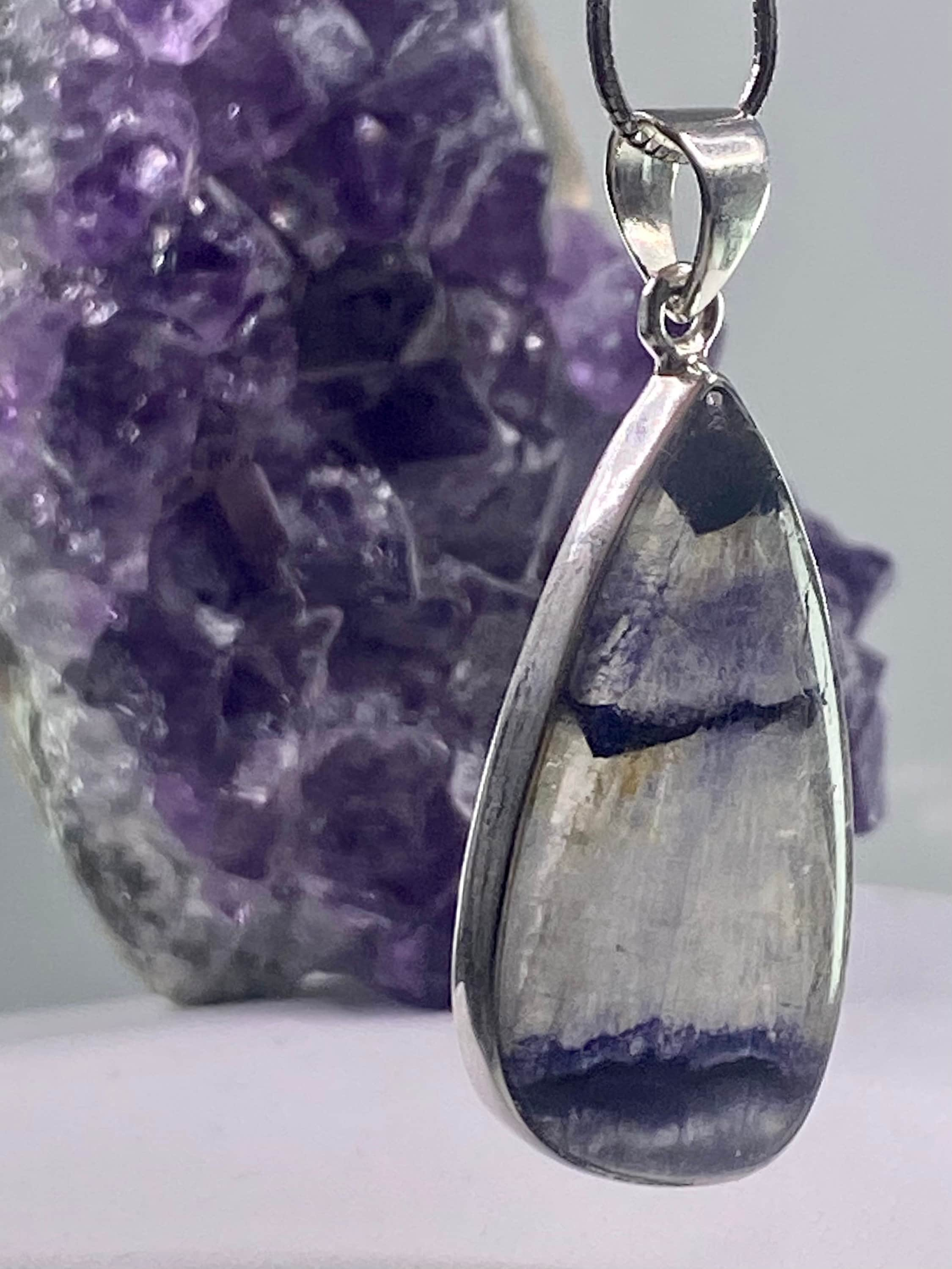 A Rare Blue John and Silver Pendant