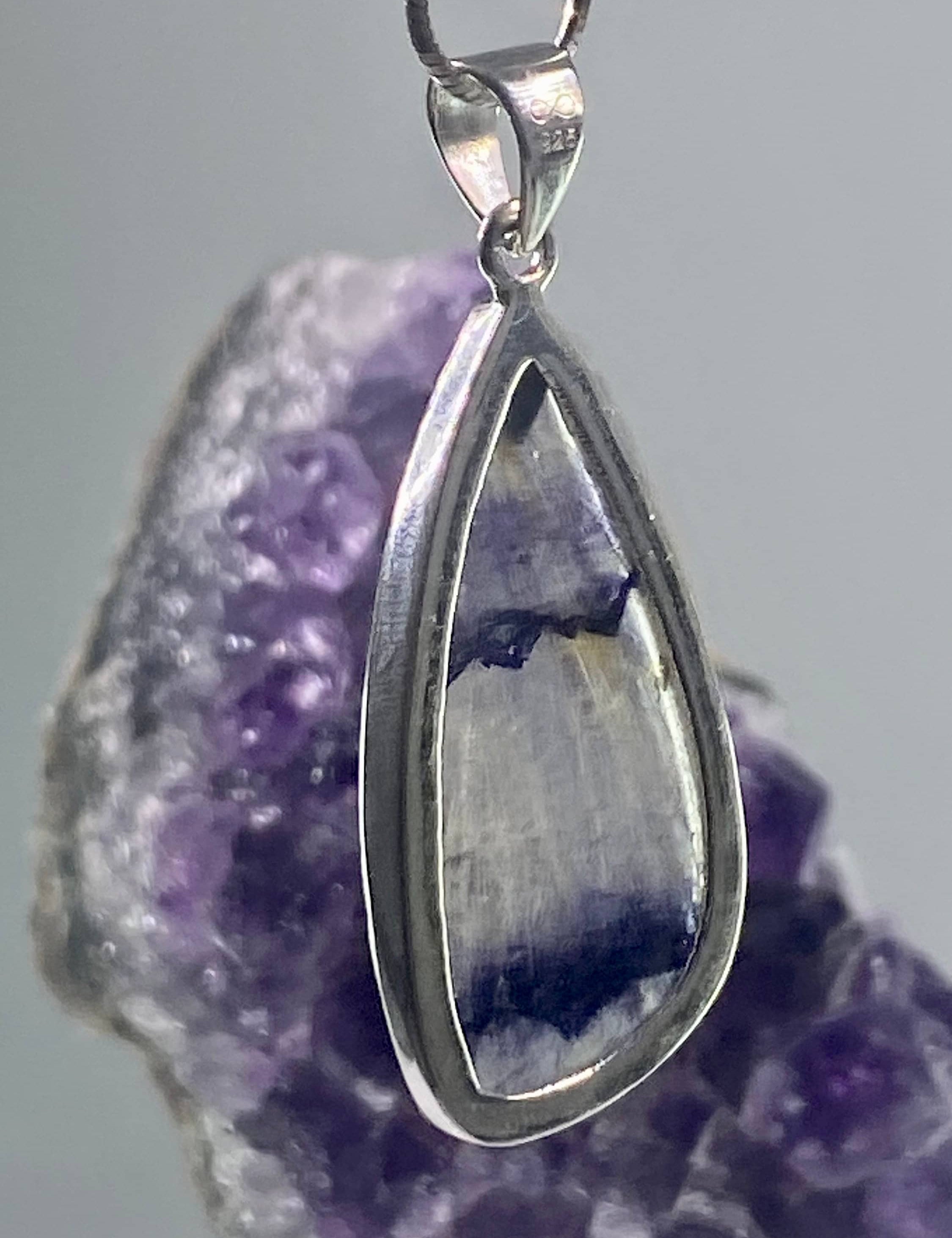 A Rare Blue John and Silver Pendant