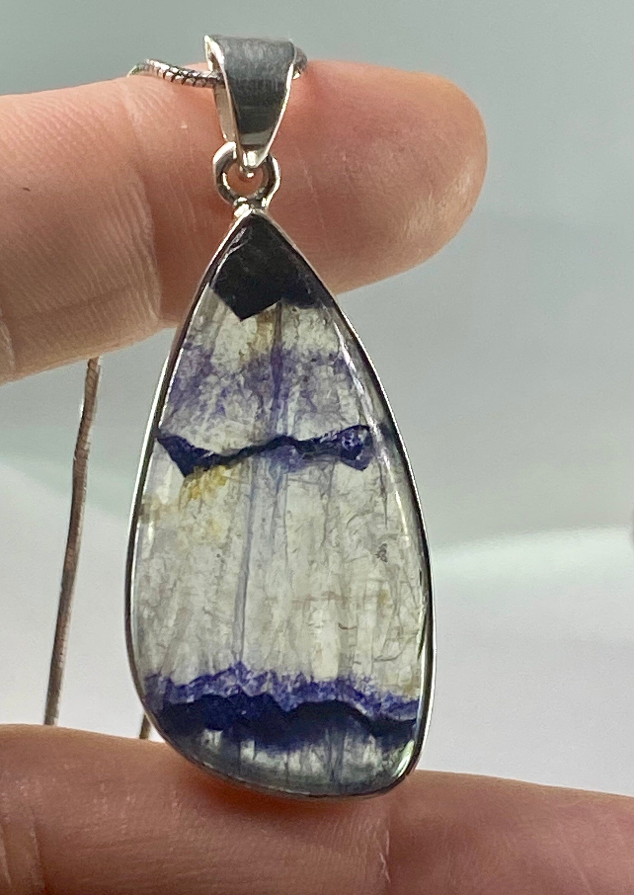 A Rare Blue John and Silver Pendant