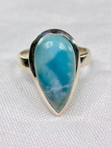 Natural Larimar and 925 Silver Ring