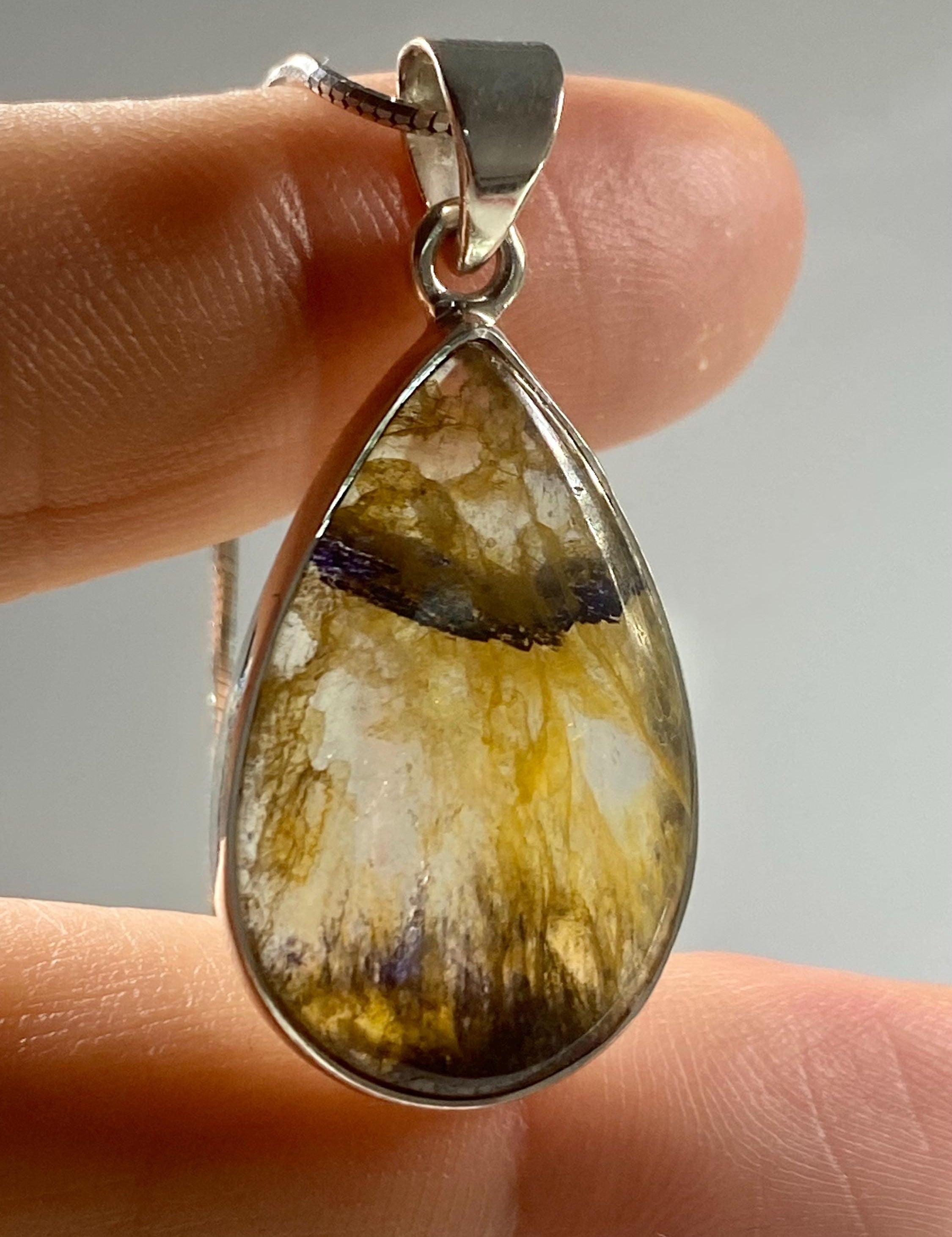 Blue John Silver Pendant - Extremely Rare