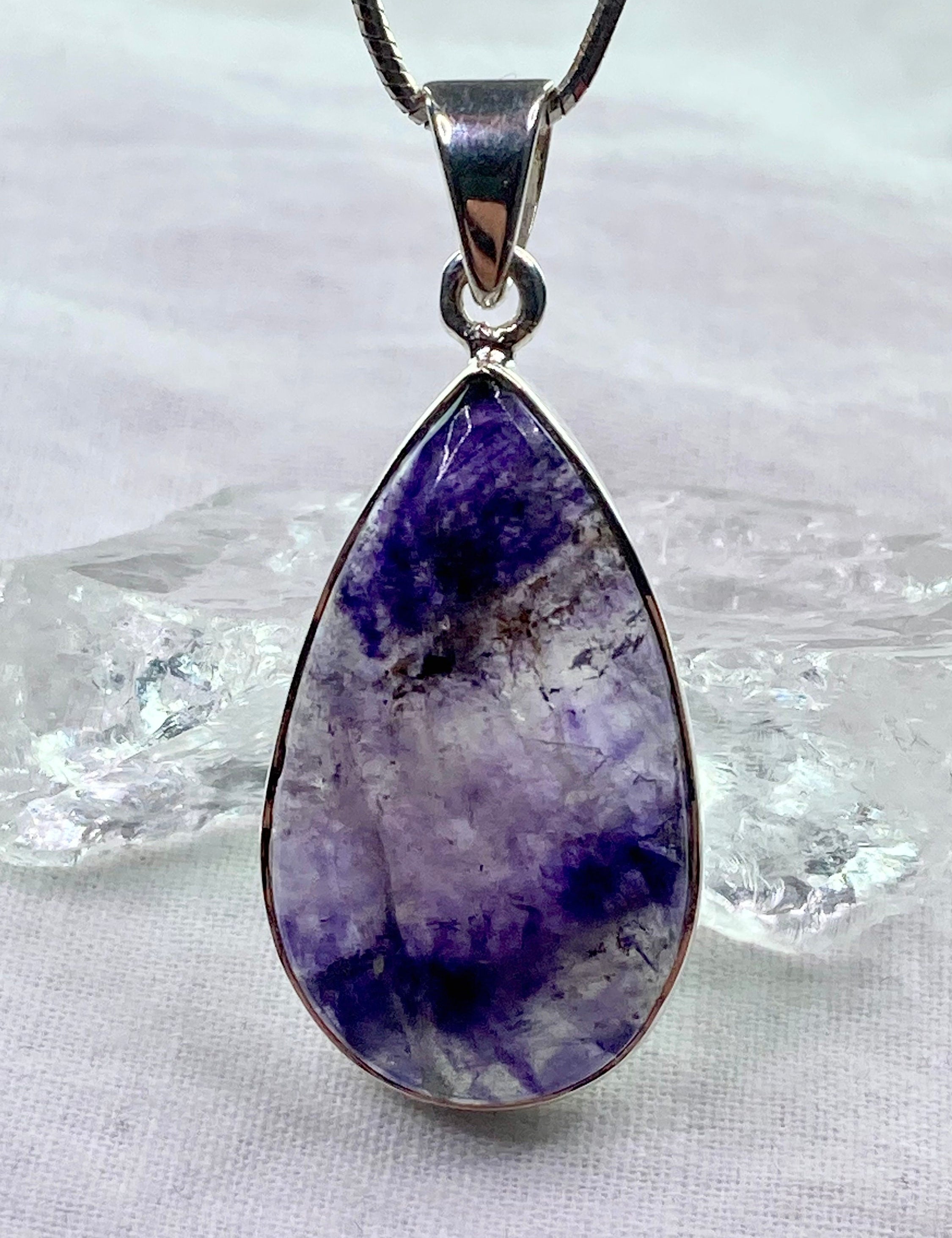 A Rare Blue John and Silver Pendant