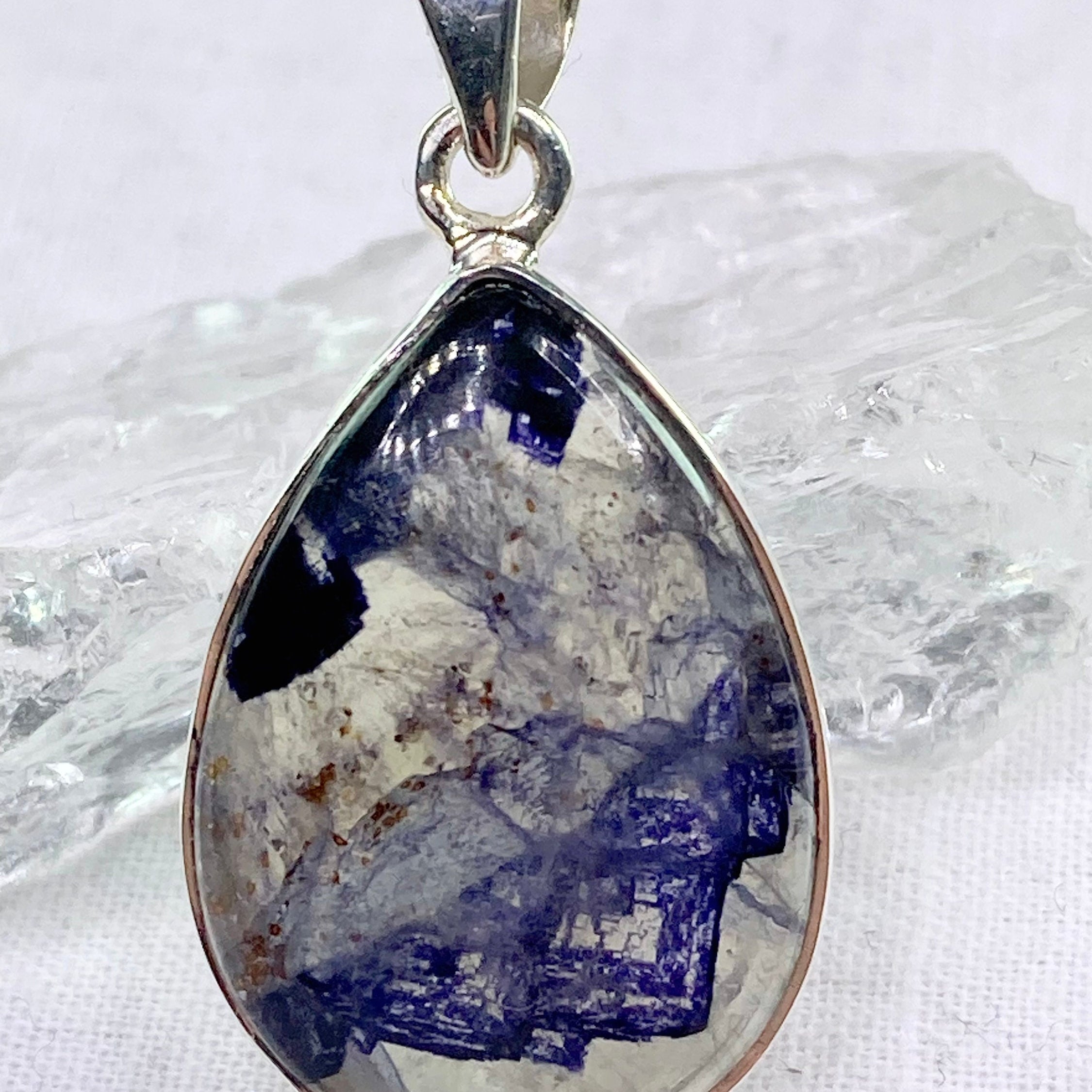 A Rare Blue John and Silver Pendant