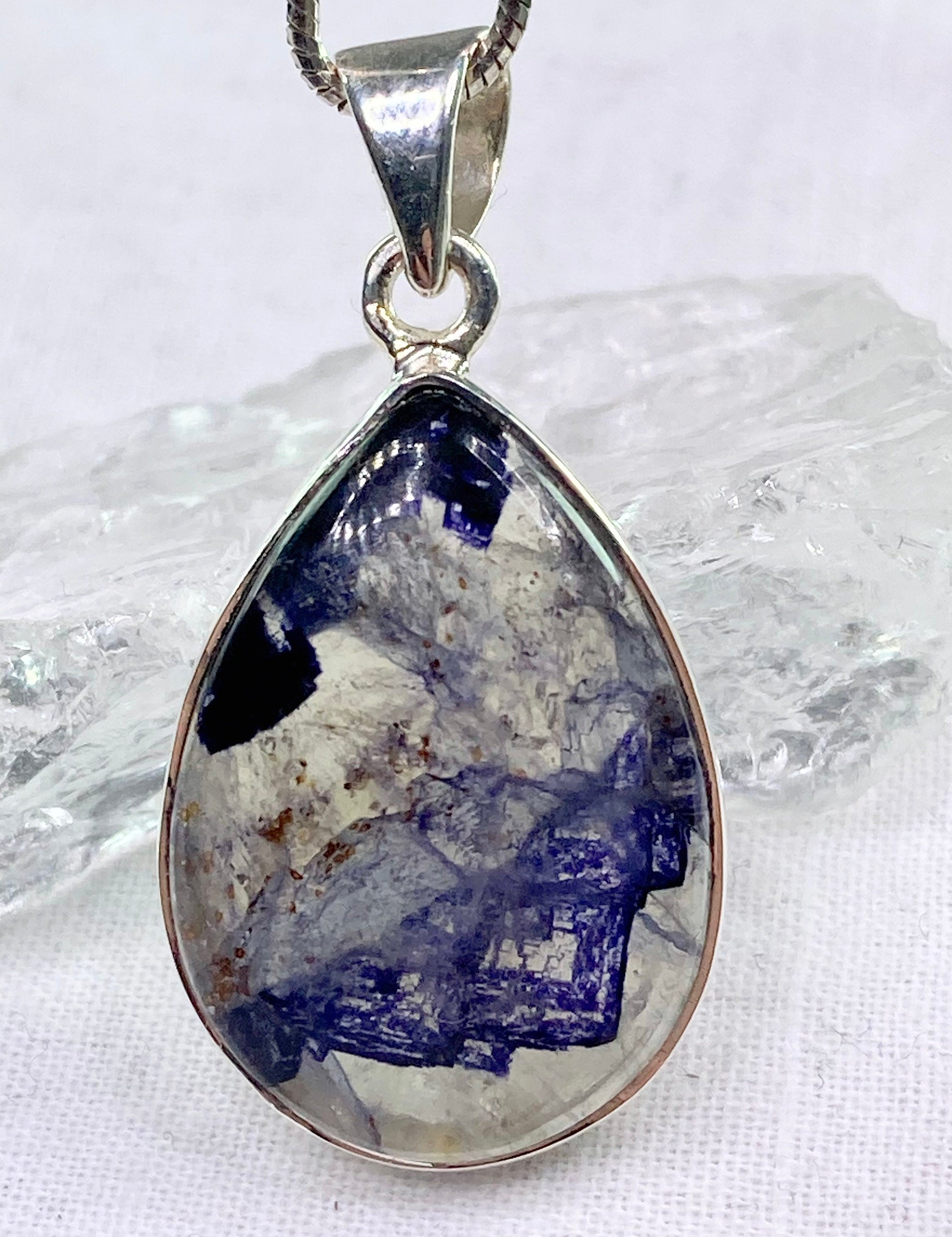 A Rare Blue John and Silver Pendant